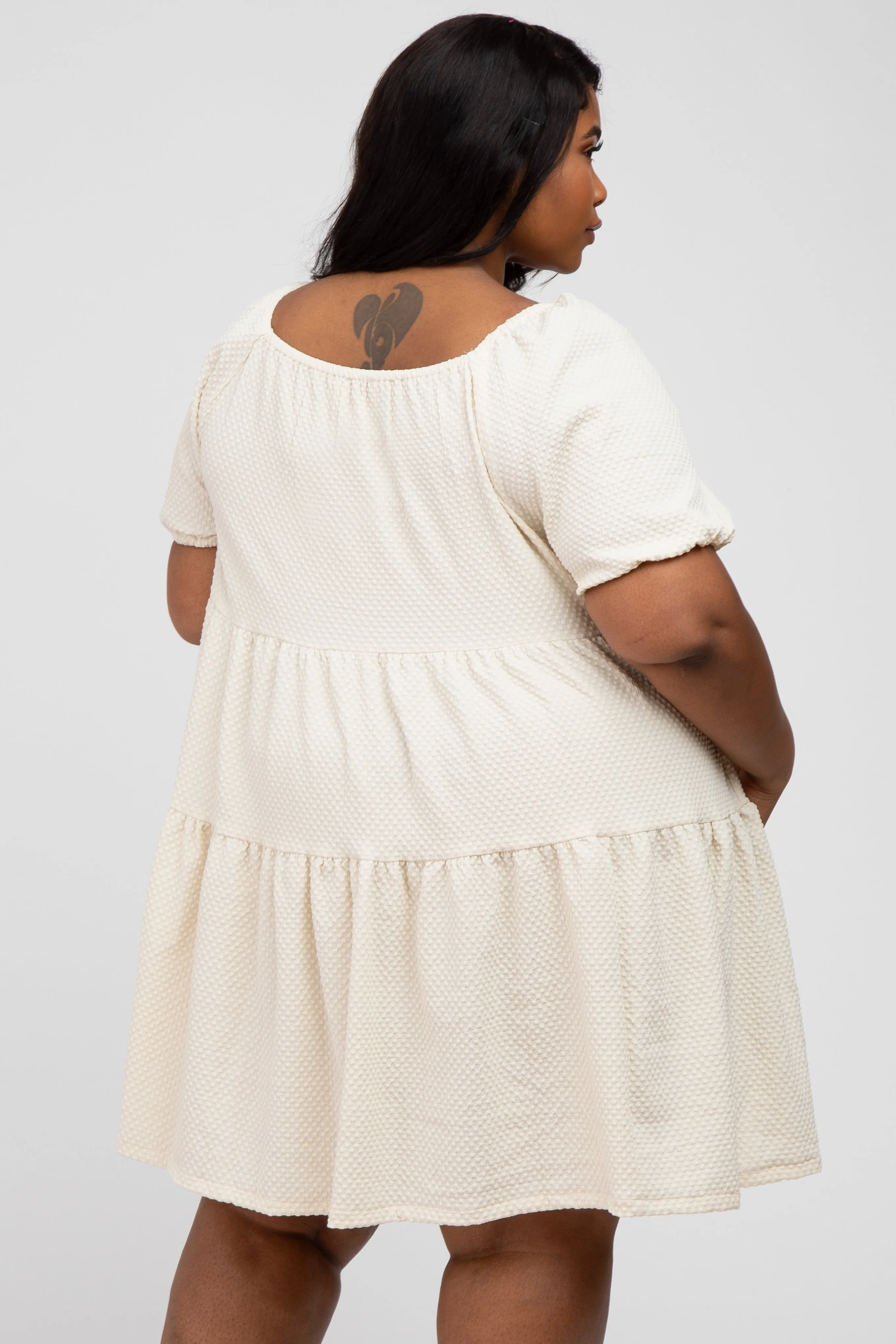 Ivory Textured Tiered Plus Dress sold by Pinkblush product image thumbnail 3