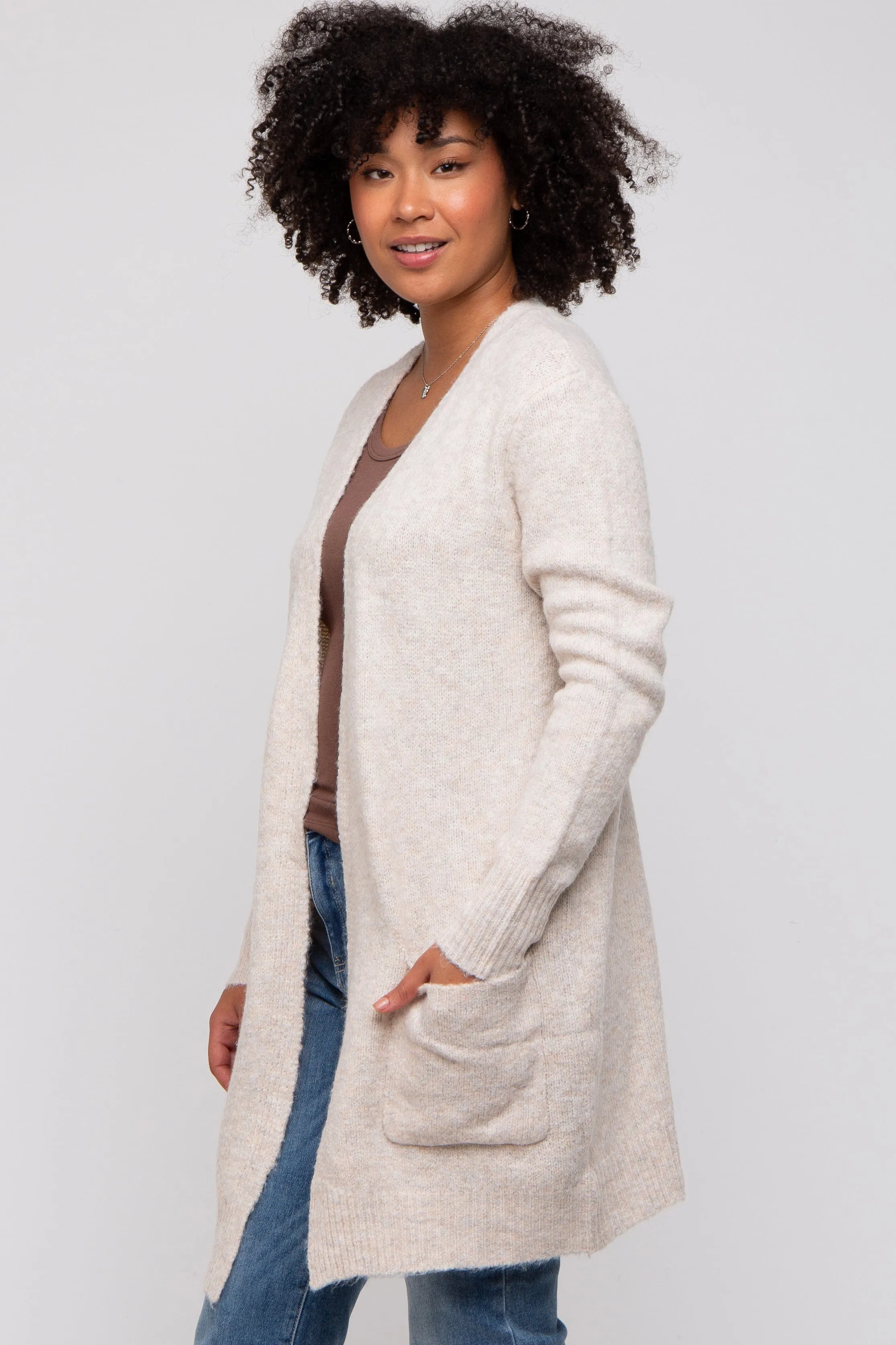 Beige Basic Knit Cardigan sold by Pinkblush product image thumbnail 4