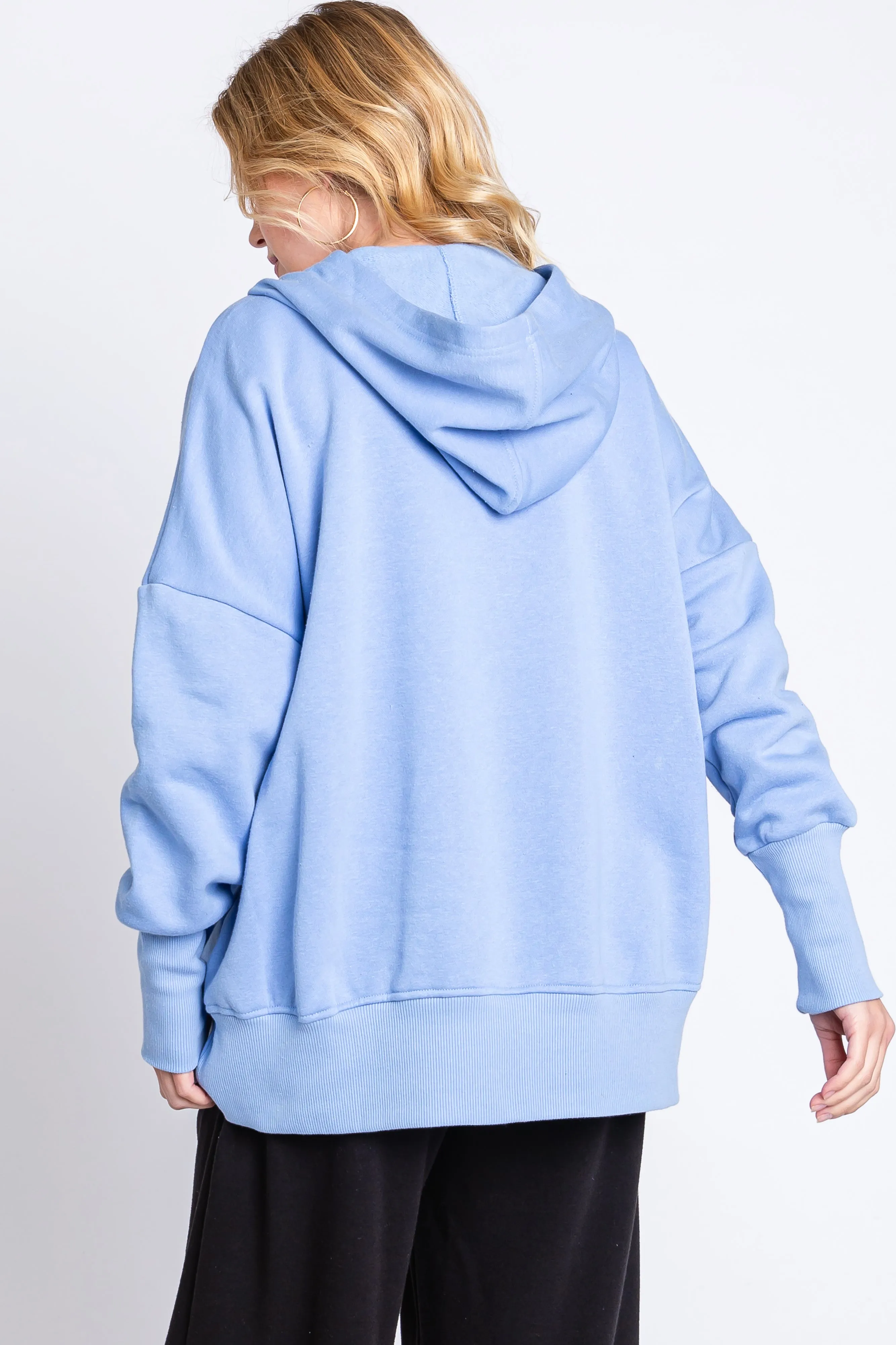 Light Blue Hooded Button Pullover Sweater sold by Pinkblush product image thumbnail 3