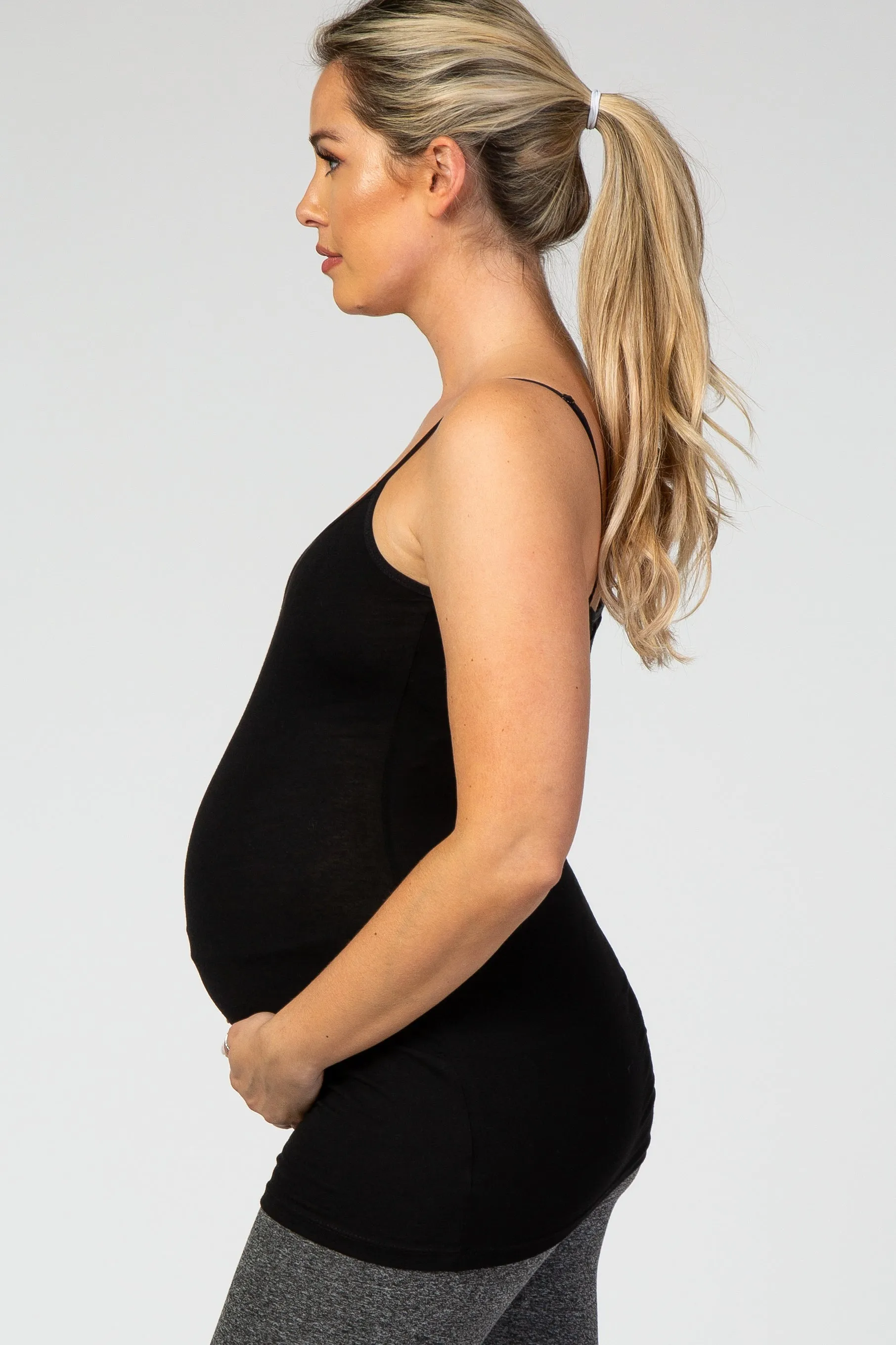 Black Solid Maternity Cami sold by Pinkblush product image thumbnail 2