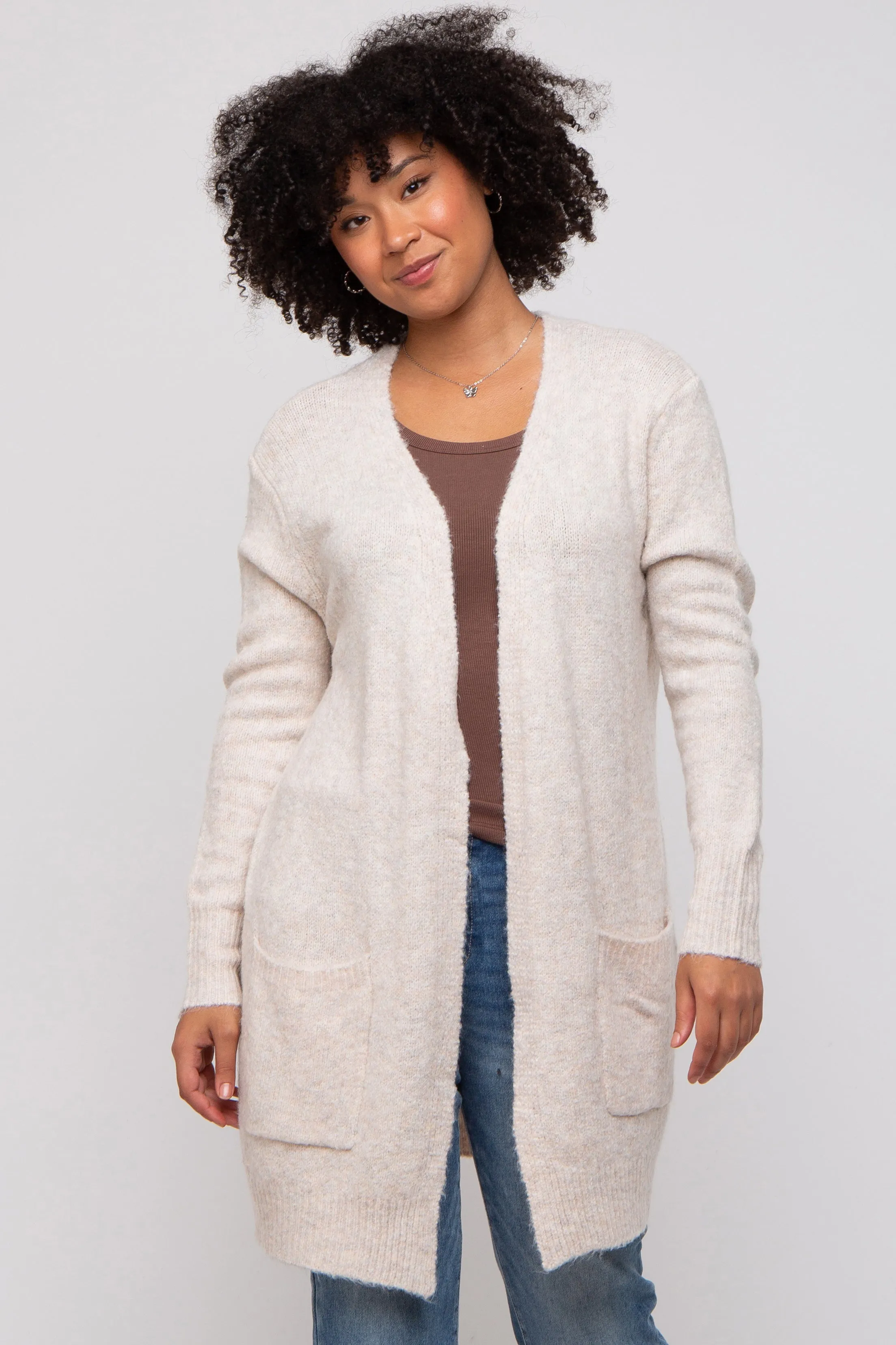 Beige Basic Knit Cardigan sold by Pinkblush product image thumbnail 3