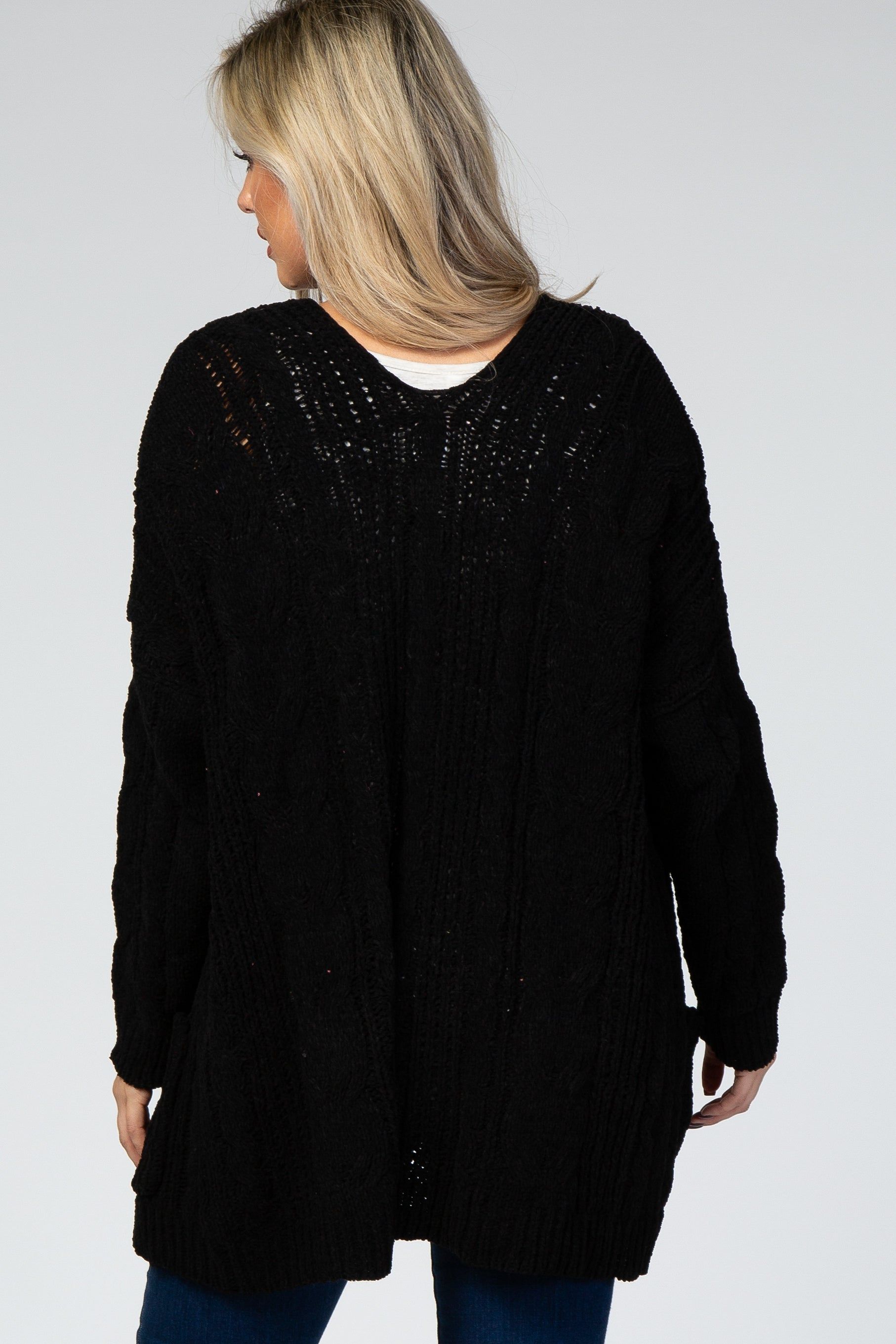 Black Cable Knit Maternity Cardigan sold by Pinkblush product image thumbnail 3