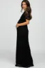 Black Lace Front Tie Maternity Maxi Dress sold by Pinkblush