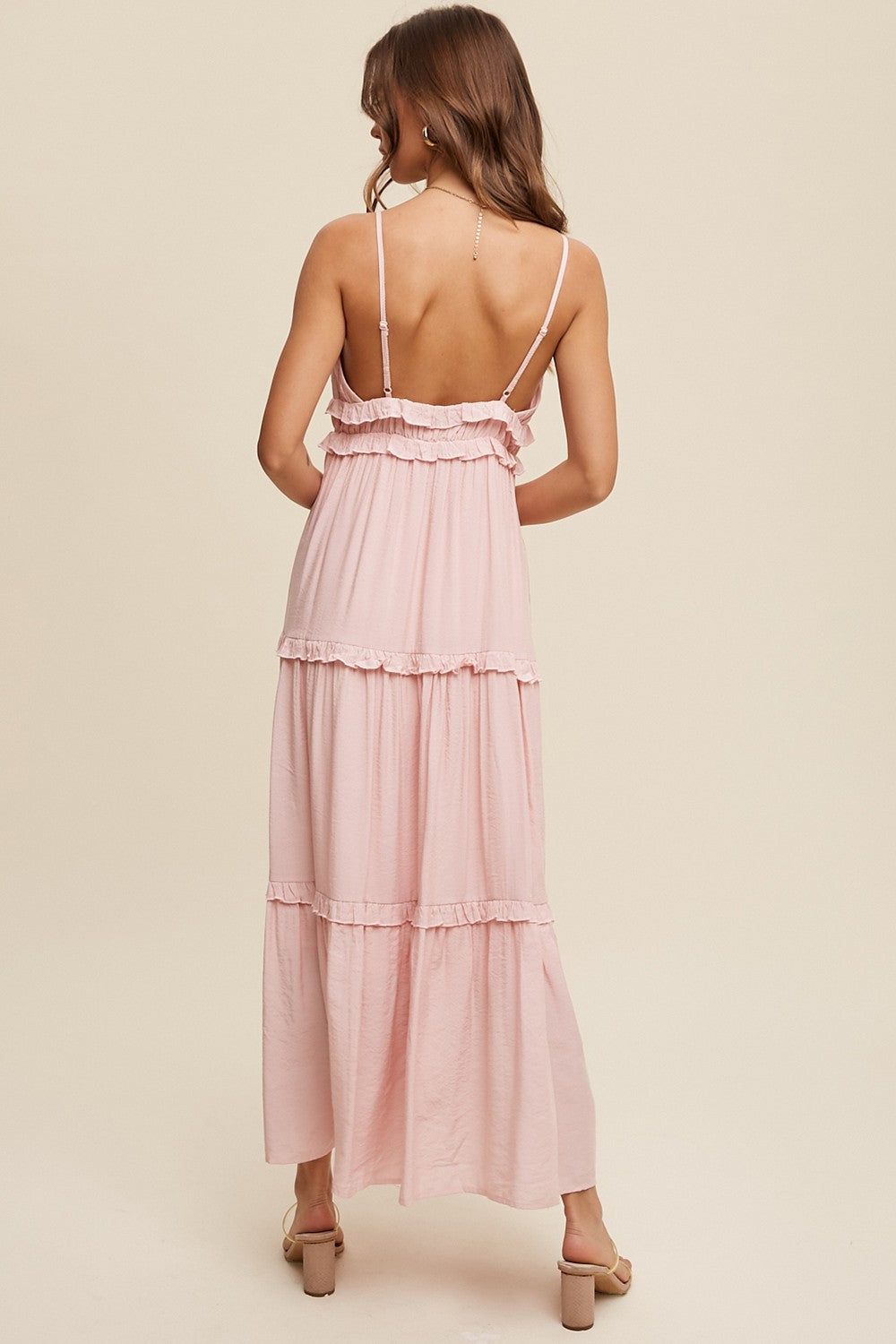 Pink Striped Ruffle Tiered Maxi Dress sold by Pinkblush product image thumbnail 3