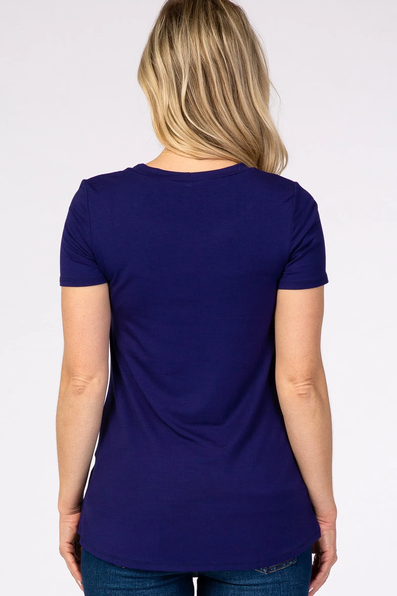 Navy Layered Wrap Front Maternity Nursing Top sold by Pinkblush product image thumbnail 3