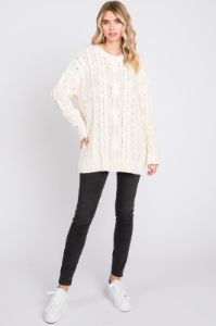 Cream Chunky Cable Knit Sweater sold by Pinkblush