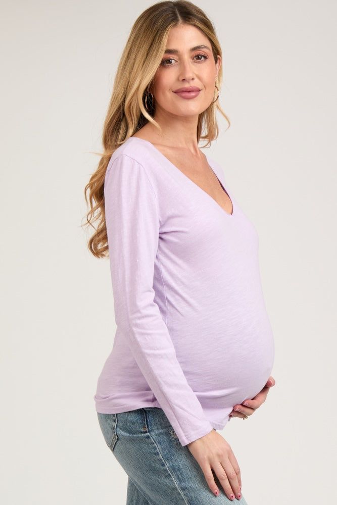 Lavender Long Sleeve Maternity Shirt sold by Pinkblush product image thumbnail 3