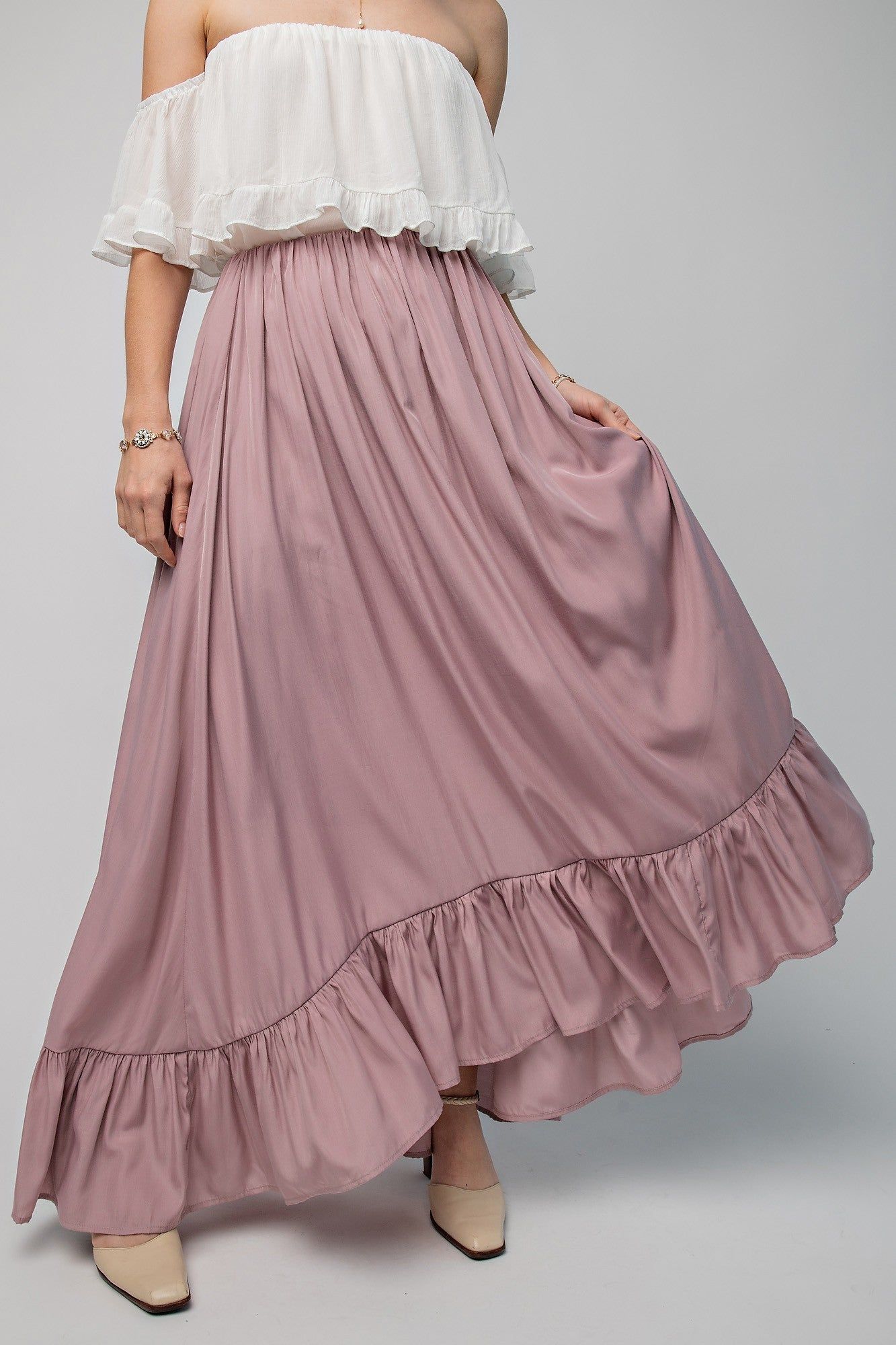 Mauve Ruffle Hem Maxi Skirt sold by Pinkblush product image thumbnail 2