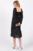 Black Floral Smocked Square Neck Midi Dress sold by Pinkblush