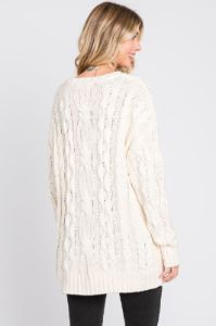 Cream Chunky Cable Knit Sweater sold by Pinkblush