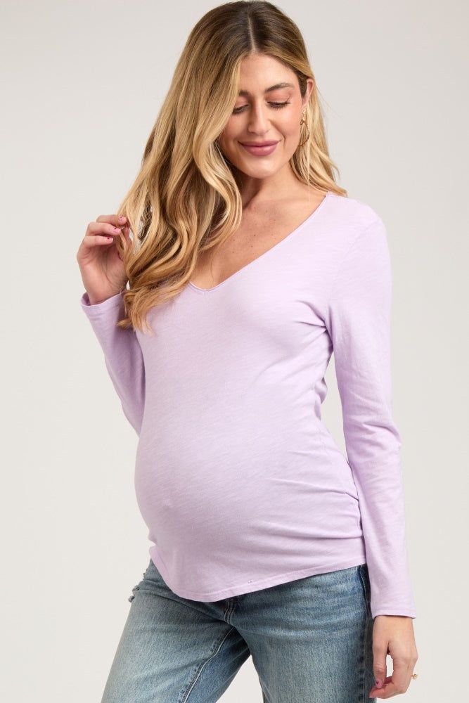 Lavender Long Sleeve Maternity Shirt sold by Pinkblush product image thumbnail 2