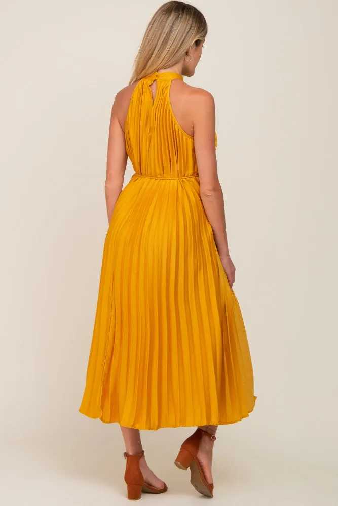 Yellow Pleated Maternity Halter Dress sold by Pinkblush product image thumbnail 3
