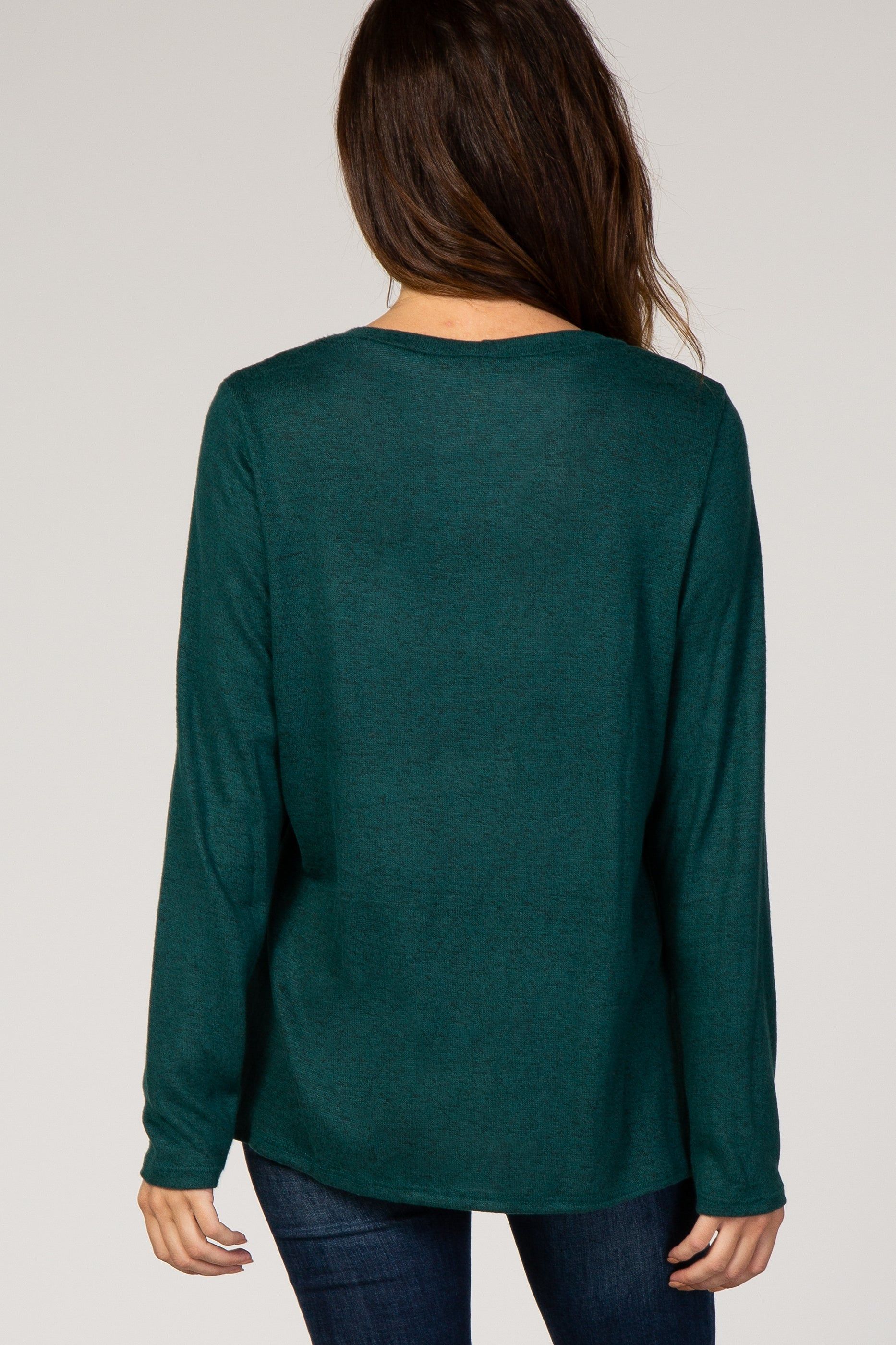 PinkBlush Forest Green Long Sleeve Wrap Nursing Top sold by Pinkblush product image thumbnail 3
