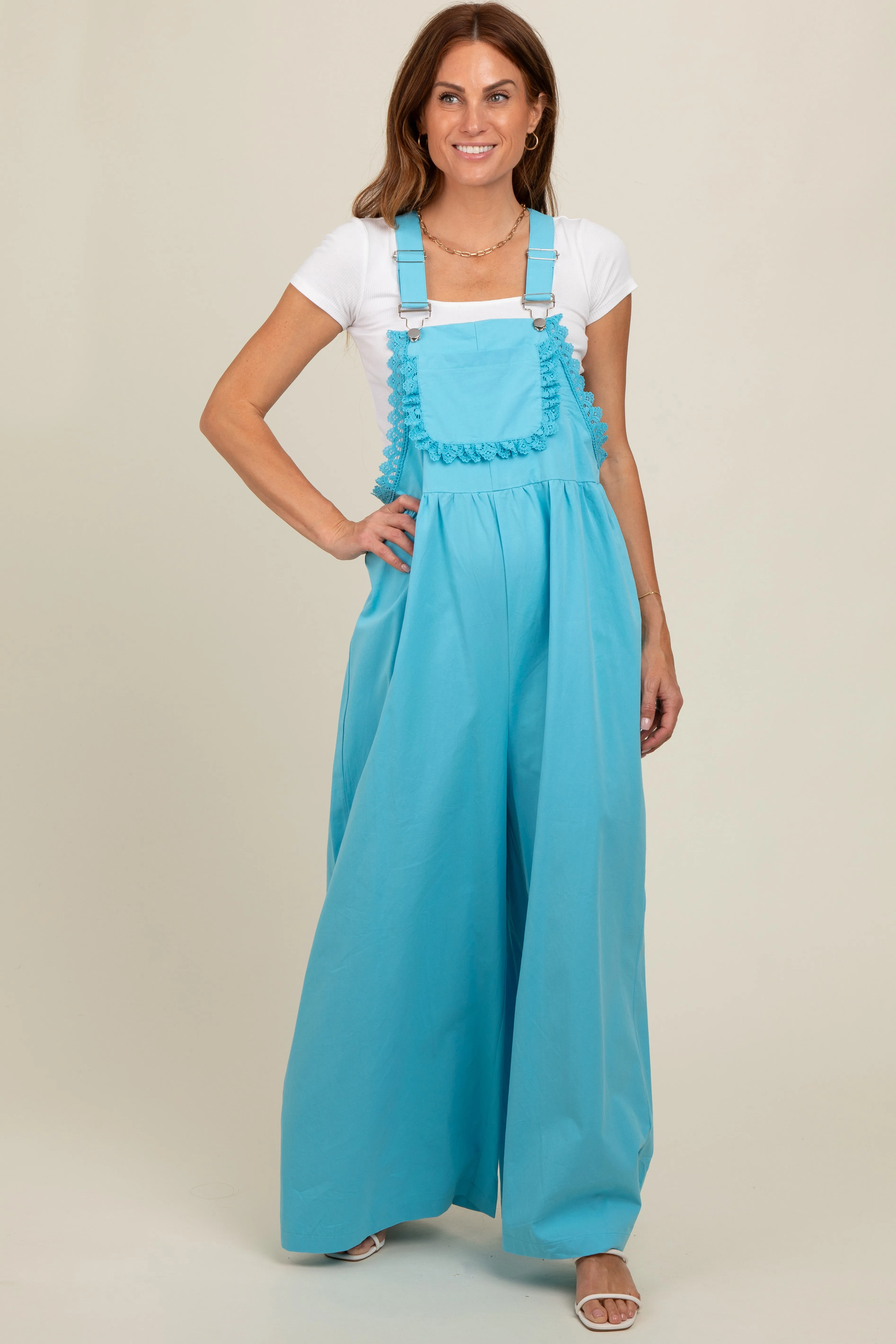 Blue Crochet Lace Trim Overalls sold by Pinkblush product image thumbnail 2