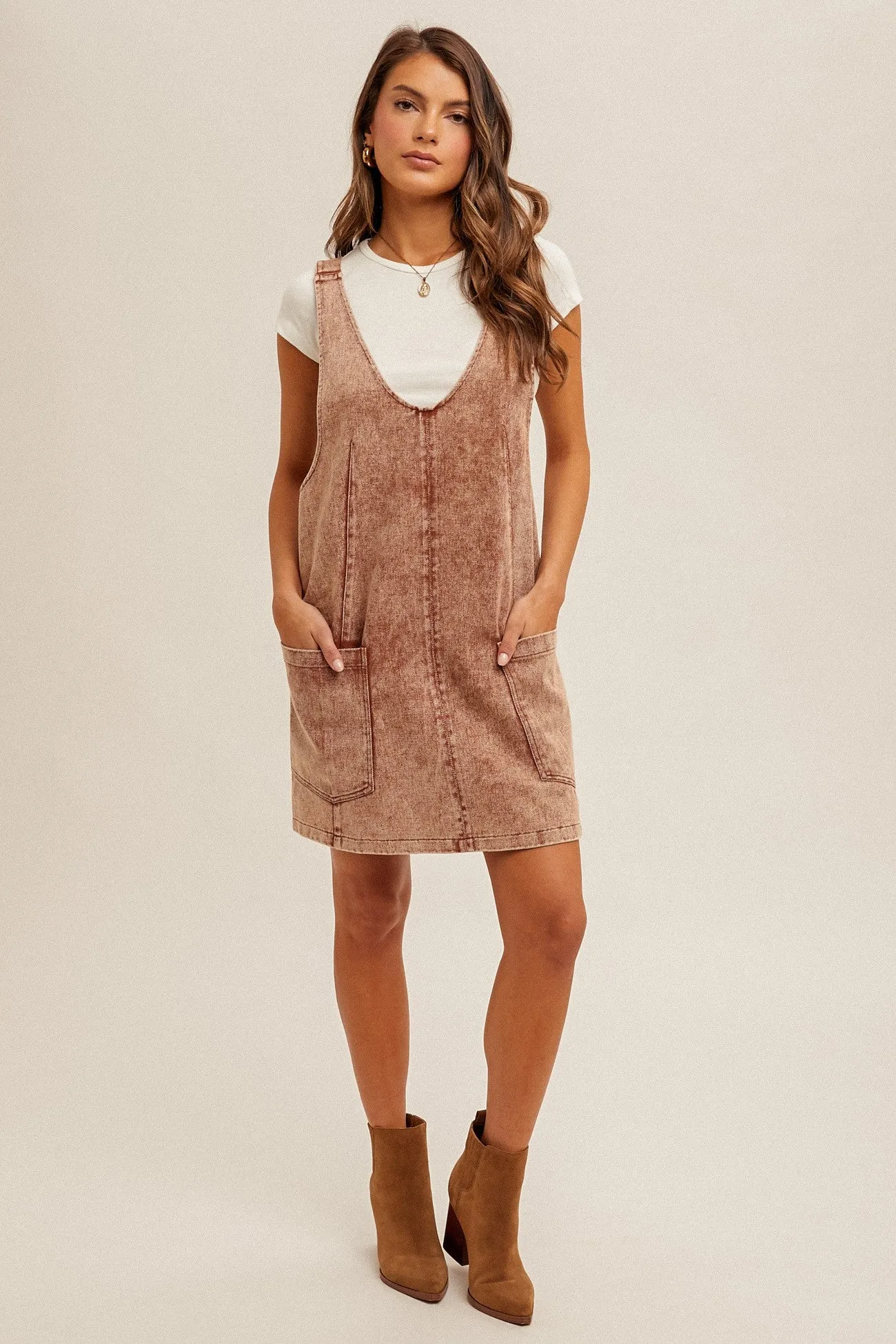 Rust Wash Twill Overall Dress sold by Pinkblush product image thumbnail 4
