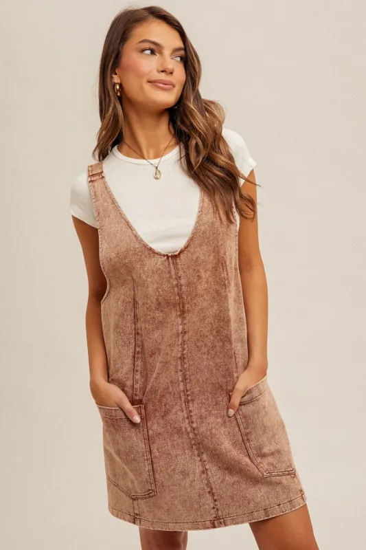 Rust Wash Twill Overall Dress sold by Pinkblush