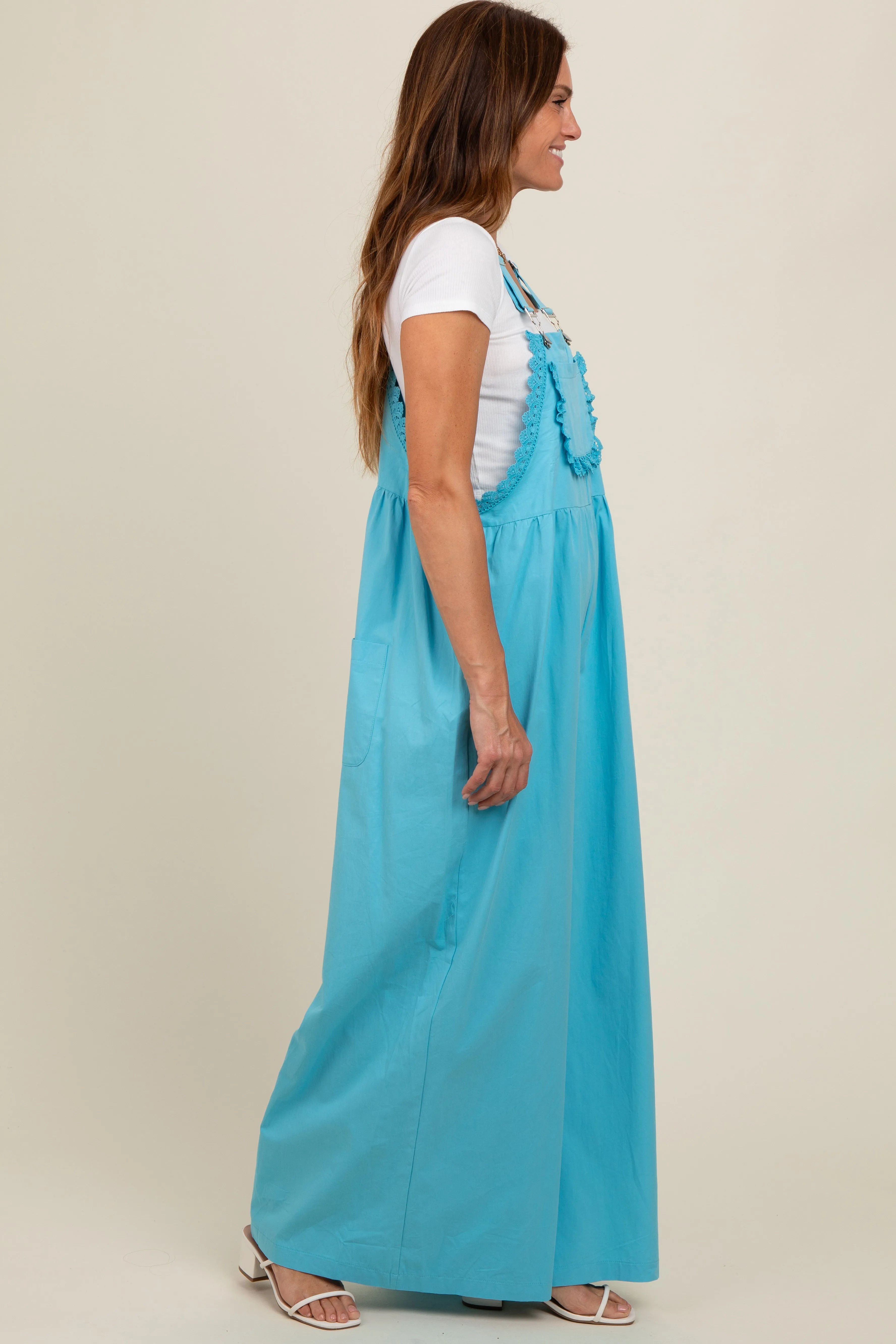 Blue Crochet Lace Trim Overalls sold by Pinkblush product image thumbnail 3