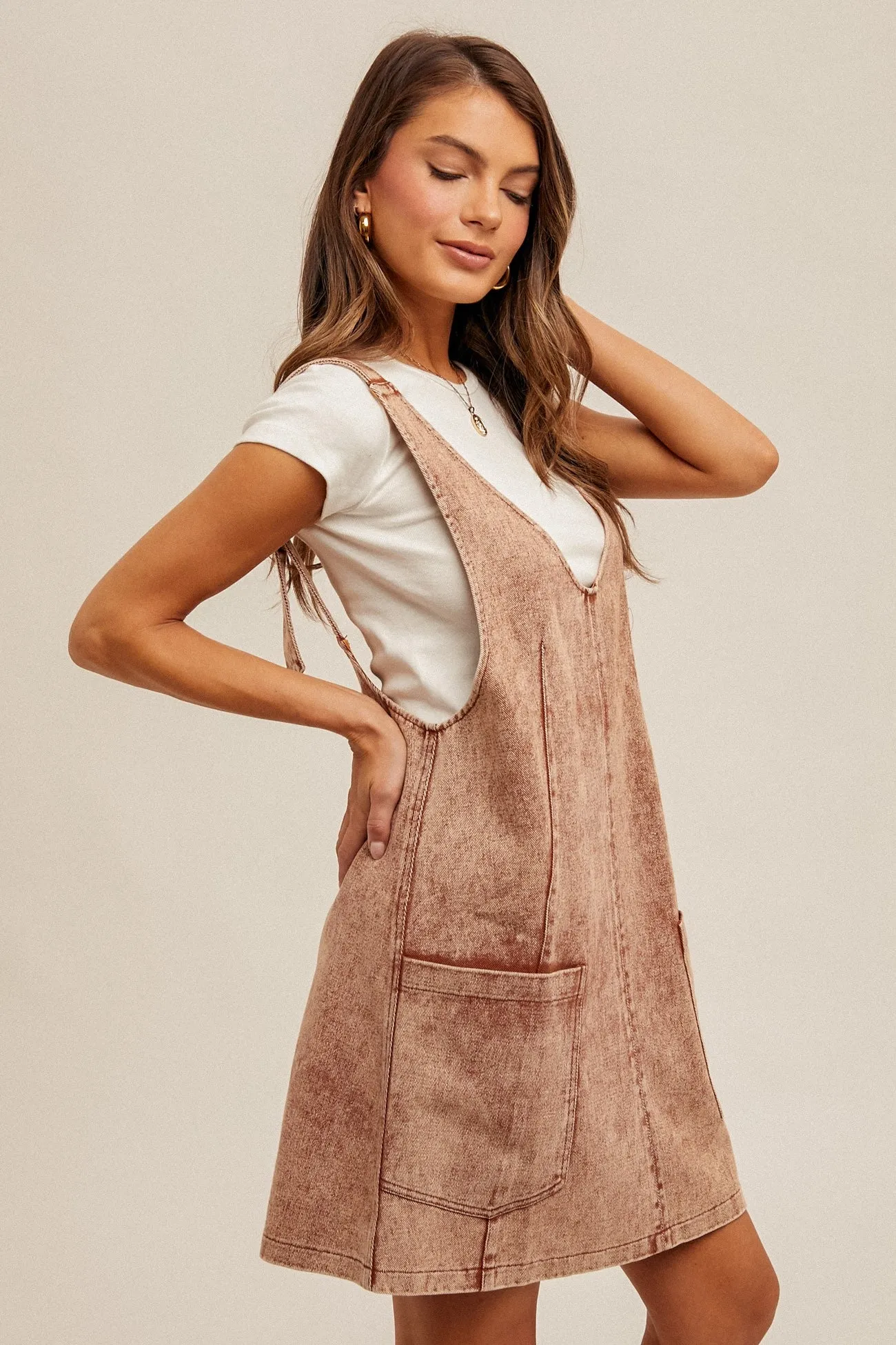 Rust Wash Twill Overall Dress sold by Pinkblush product image thumbnail 2
