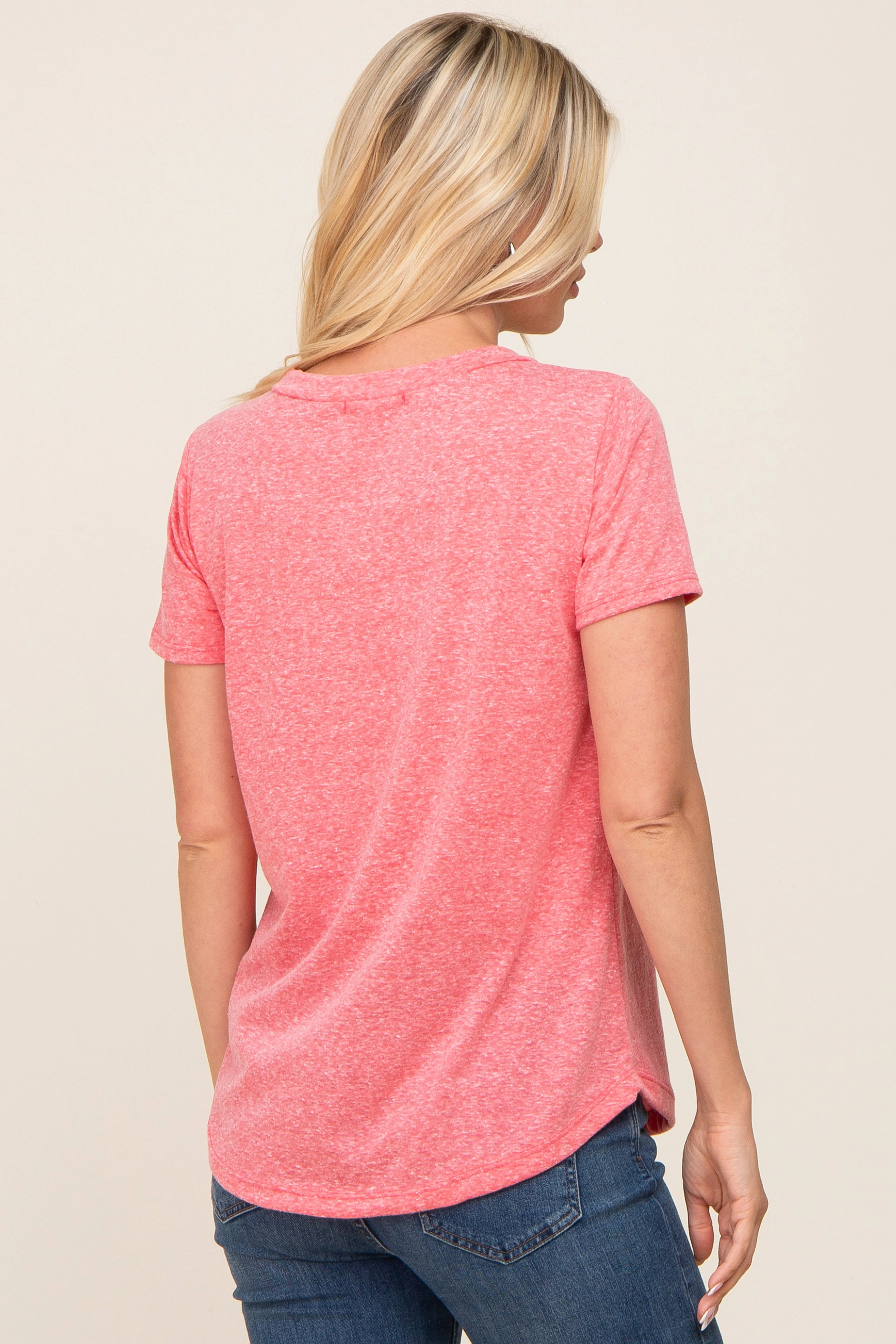 Coral V-Neck Short Sleeve Tee sold by Pinkblush product image thumbnail 3