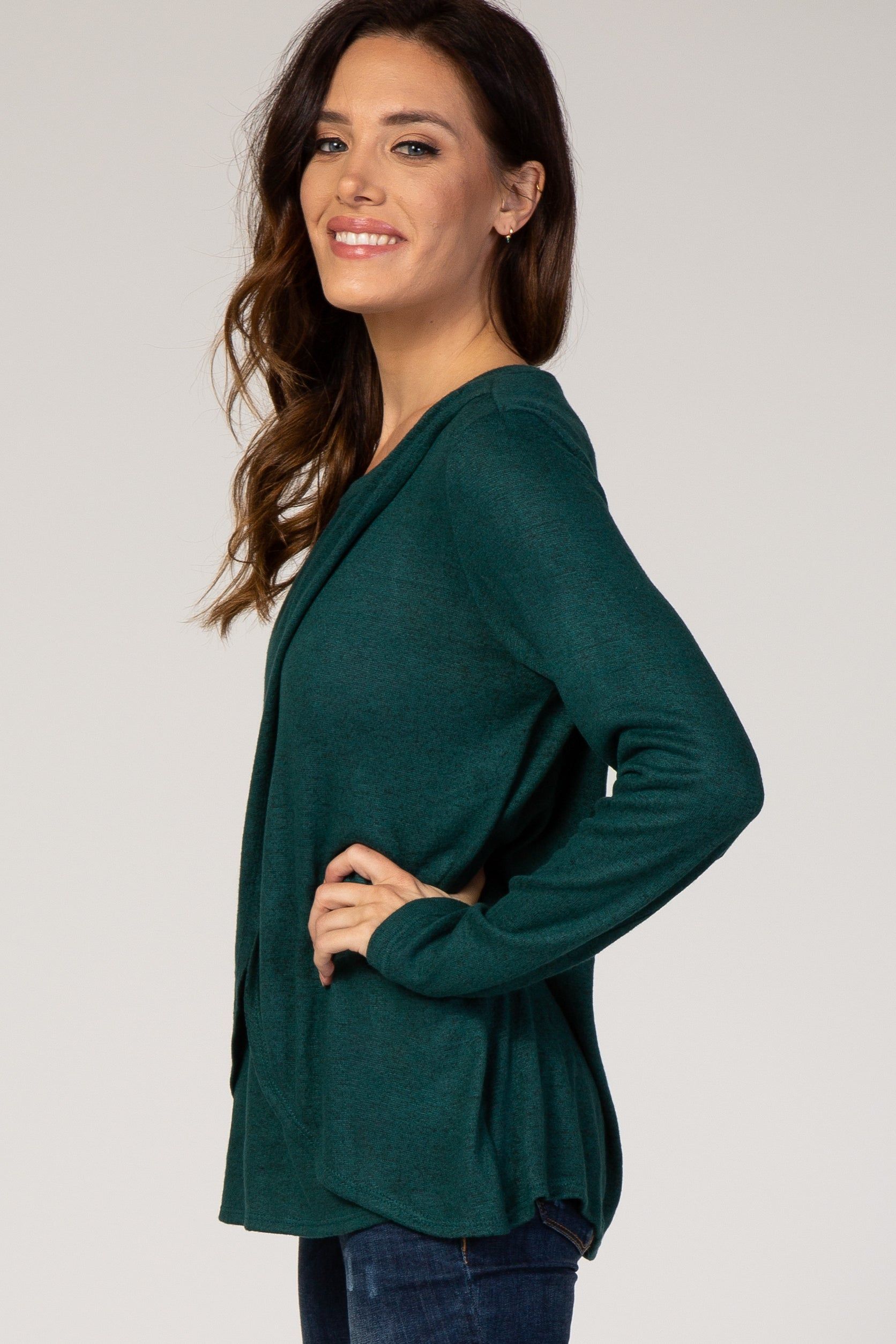 PinkBlush Forest Green Long Sleeve Wrap Nursing Top sold by Pinkblush product image thumbnail 2