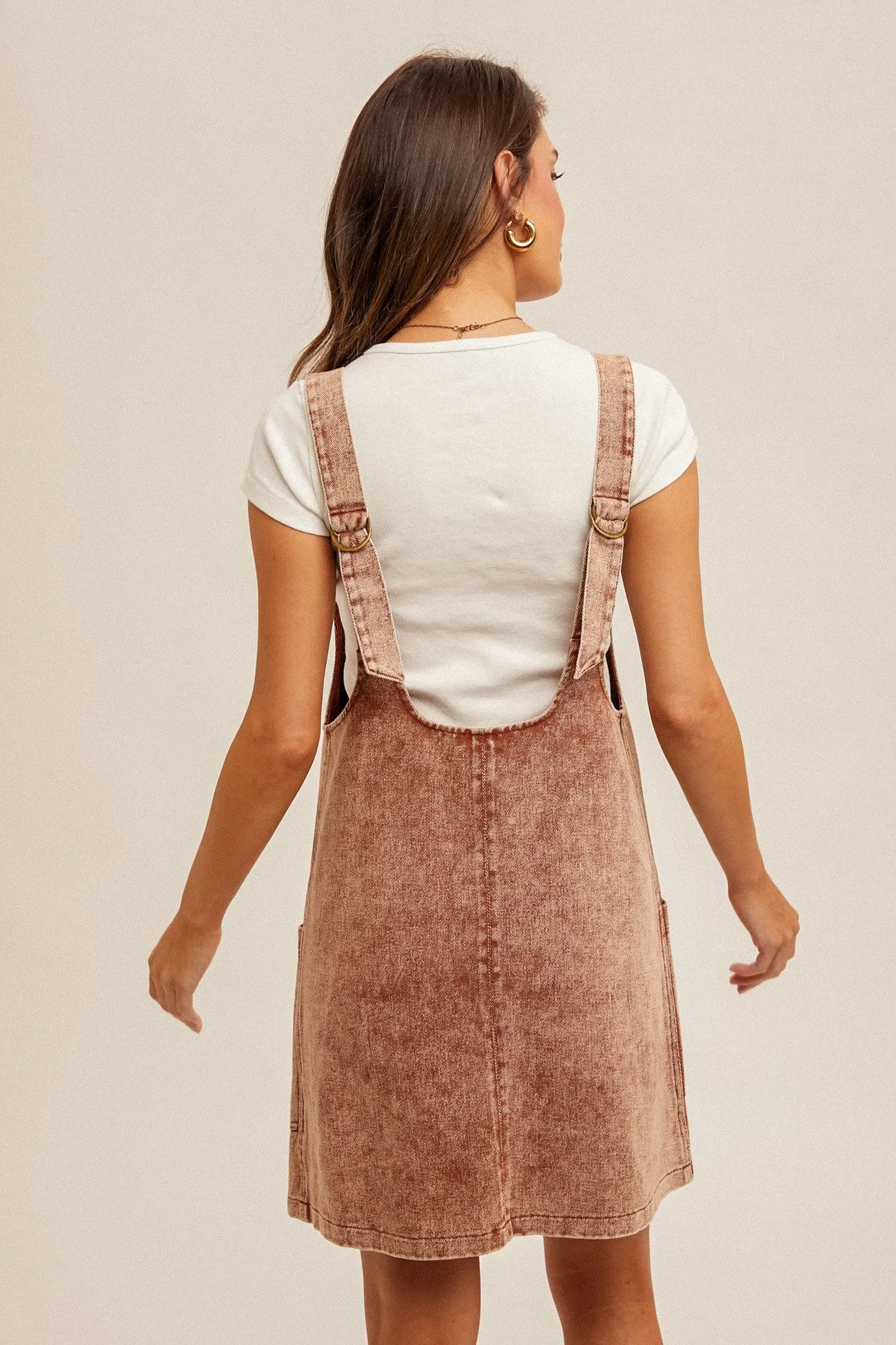 Rust Wash Twill Overall Dress sold by Pinkblush product image thumbnail 3