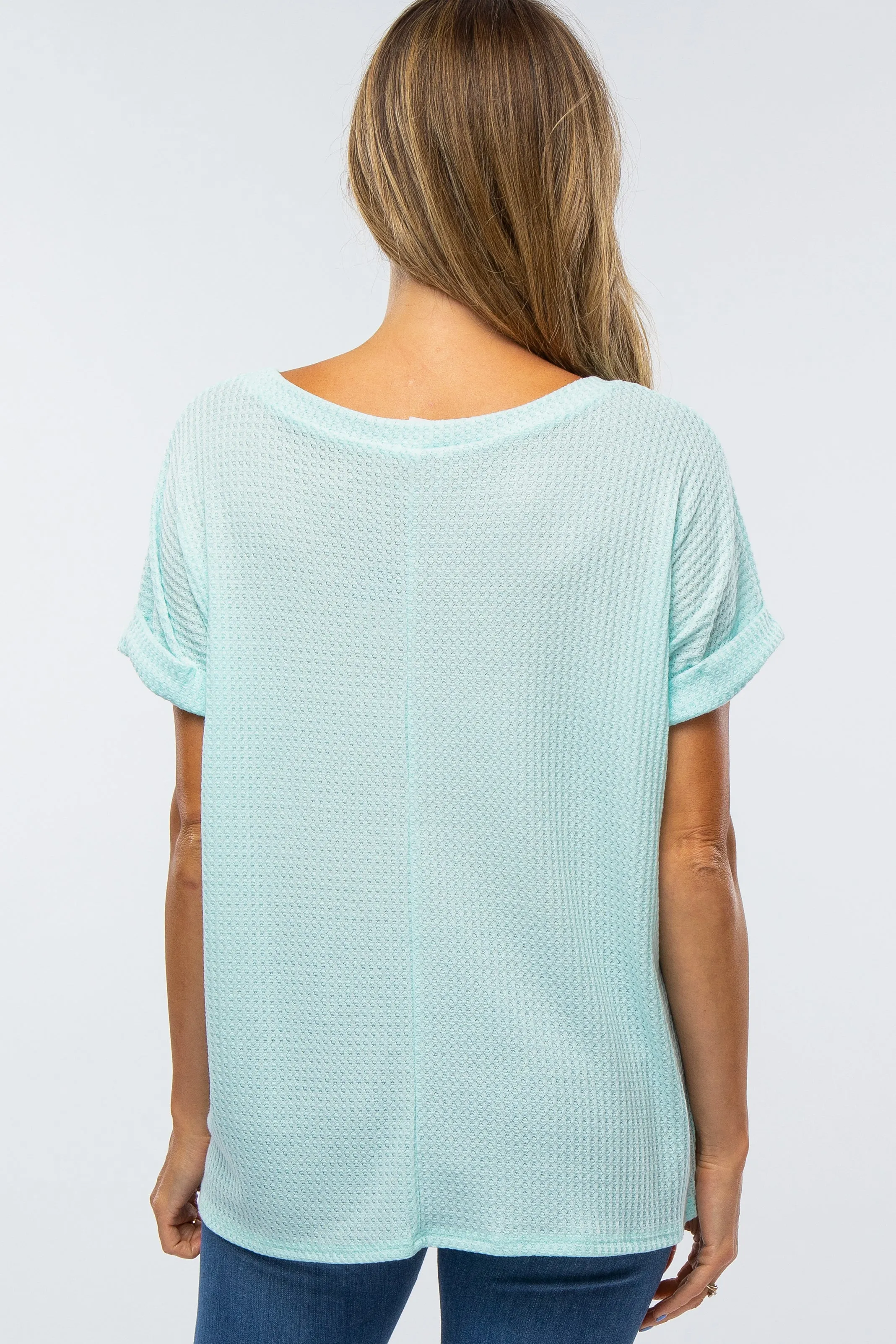Mint Green Boxy Waffle Knit Top sold by Pinkblush product image thumbnail 3
