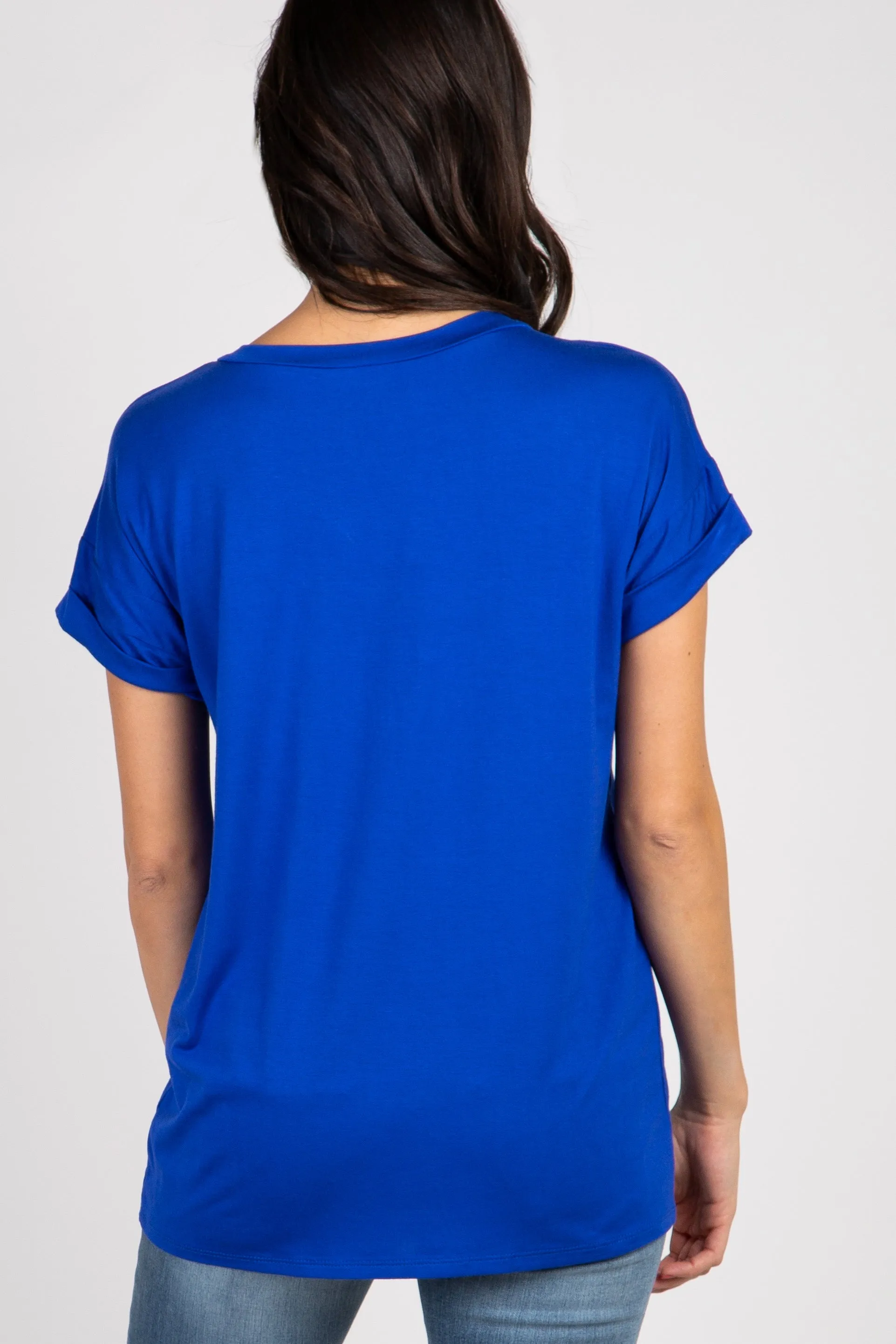 Royal Blue V-Neck Pocket Accent Top sold by Pinkblush product image thumbnail 3