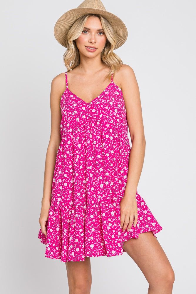 Fuchsia Print Tiered Dress sold by Pinkblush