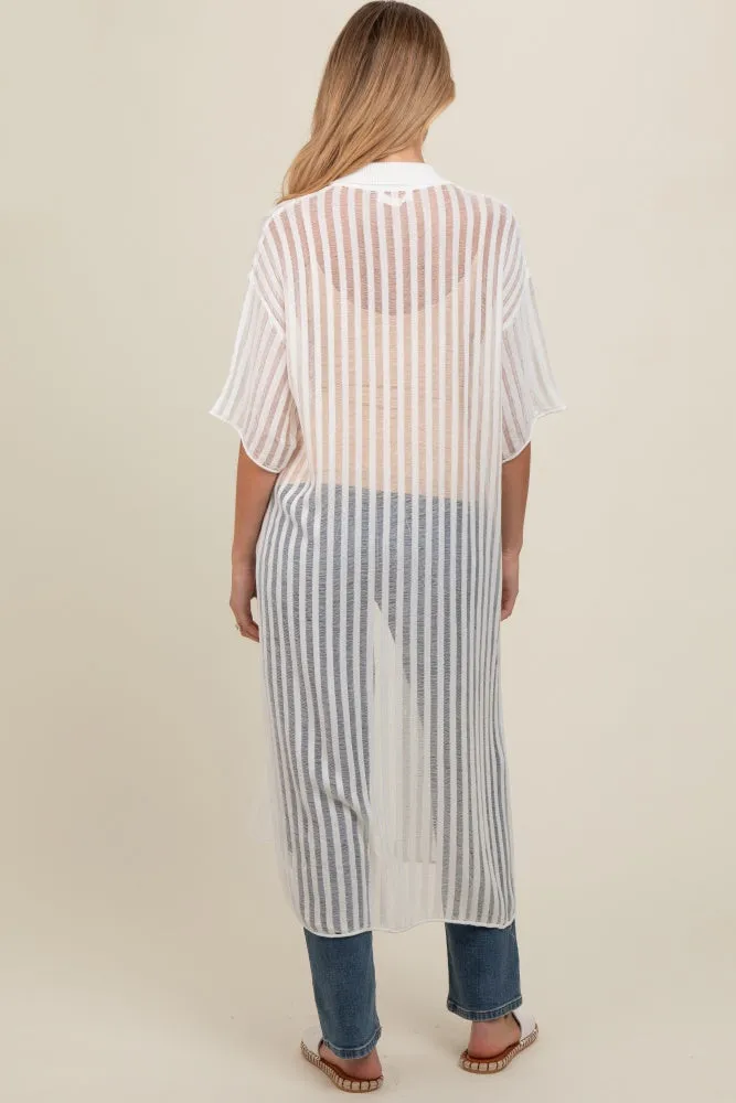 Ivory Distressed Collared Maternity Cover-Up sold by Pinkblush product image thumbnail 4