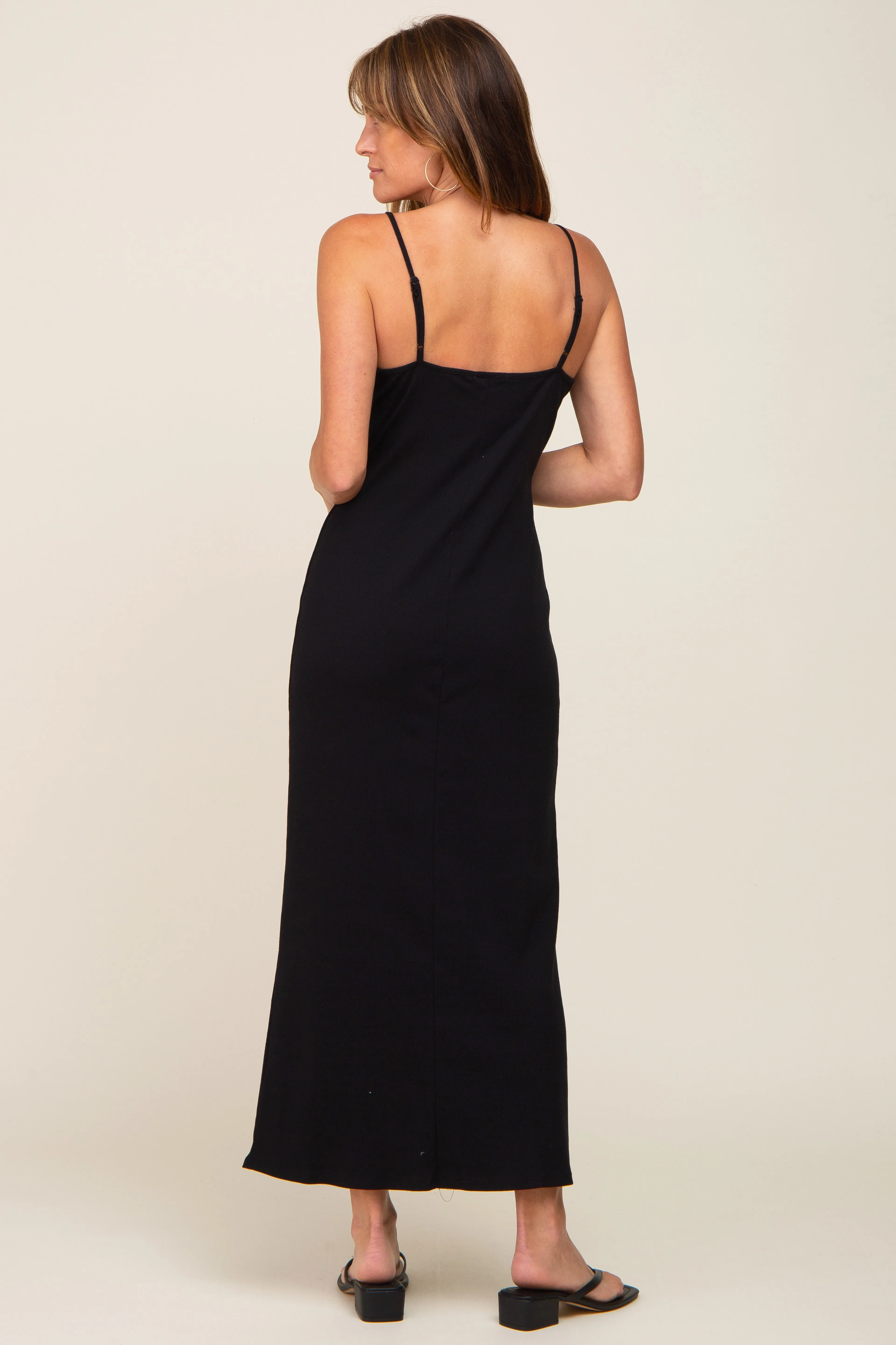 Black Ribbed Sleeveless Maxi Dress sold by Pinkblush product image thumbnail 3