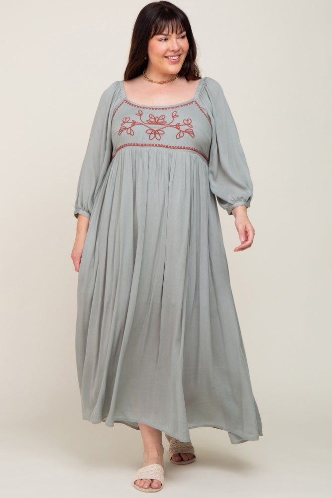 Mint Embroidered 3/4 Sleeve Plus Maternity Maxi Dress sold by Pinkblush product image thumbnail 5