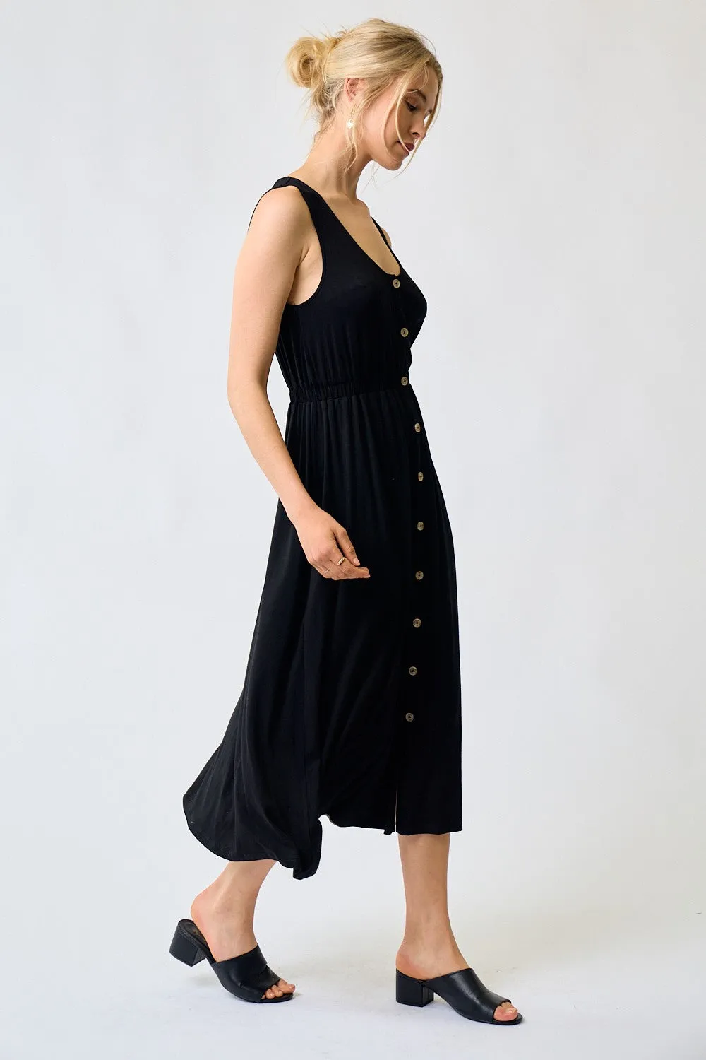 Black Button Down Midi Dress sold by Pinkblush product image thumbnail 2
