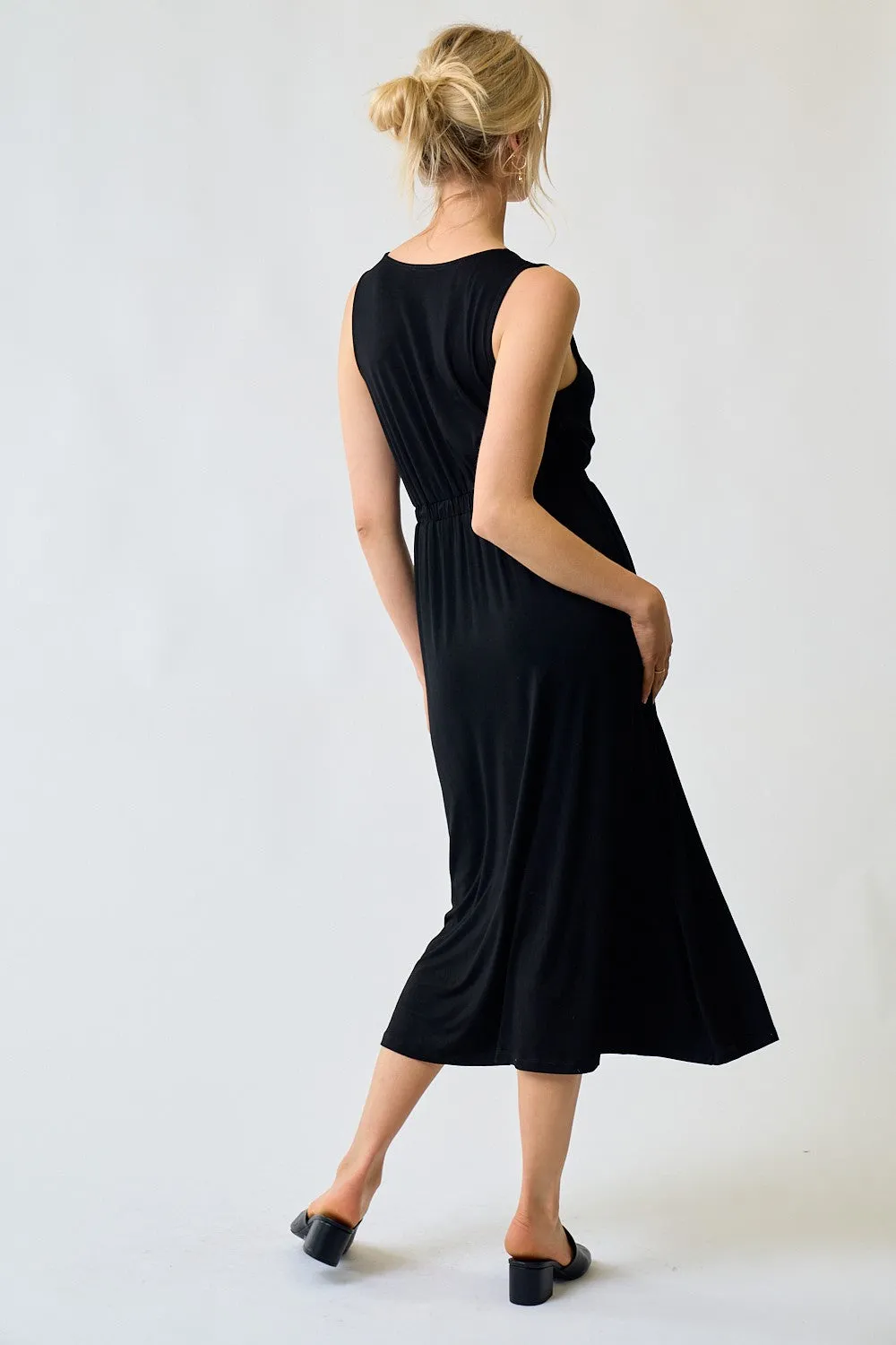 Black Button Down Midi Dress sold by Pinkblush product image thumbnail 3