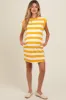 Yellow Striped Maternity Mini Dress sold by Pinkblush