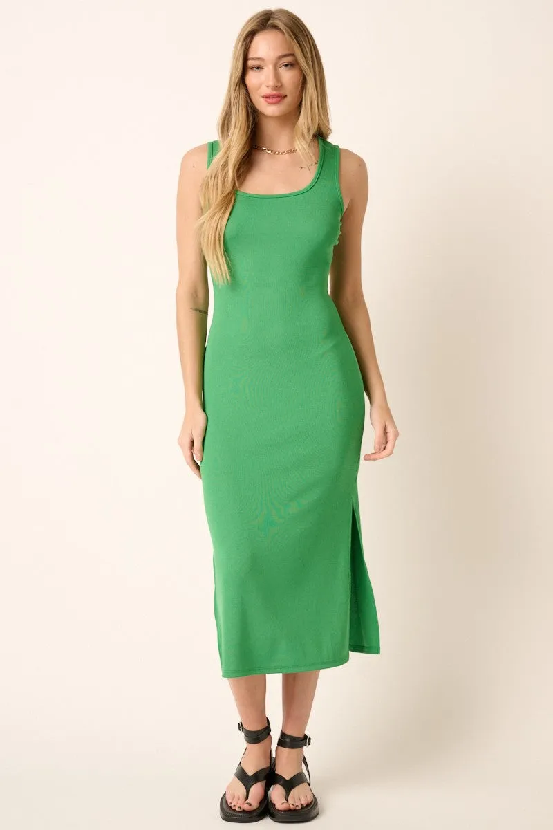 Green Sleeveless Double Slit Midi Dress sold by Pinkblush product image thumbnail 4