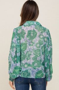 Green Floral Button Up Maternity Blouse sold by Pinkblush
