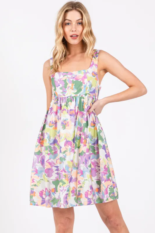 Multi-Color Floral Square Neck Dress sold by Pinkblush