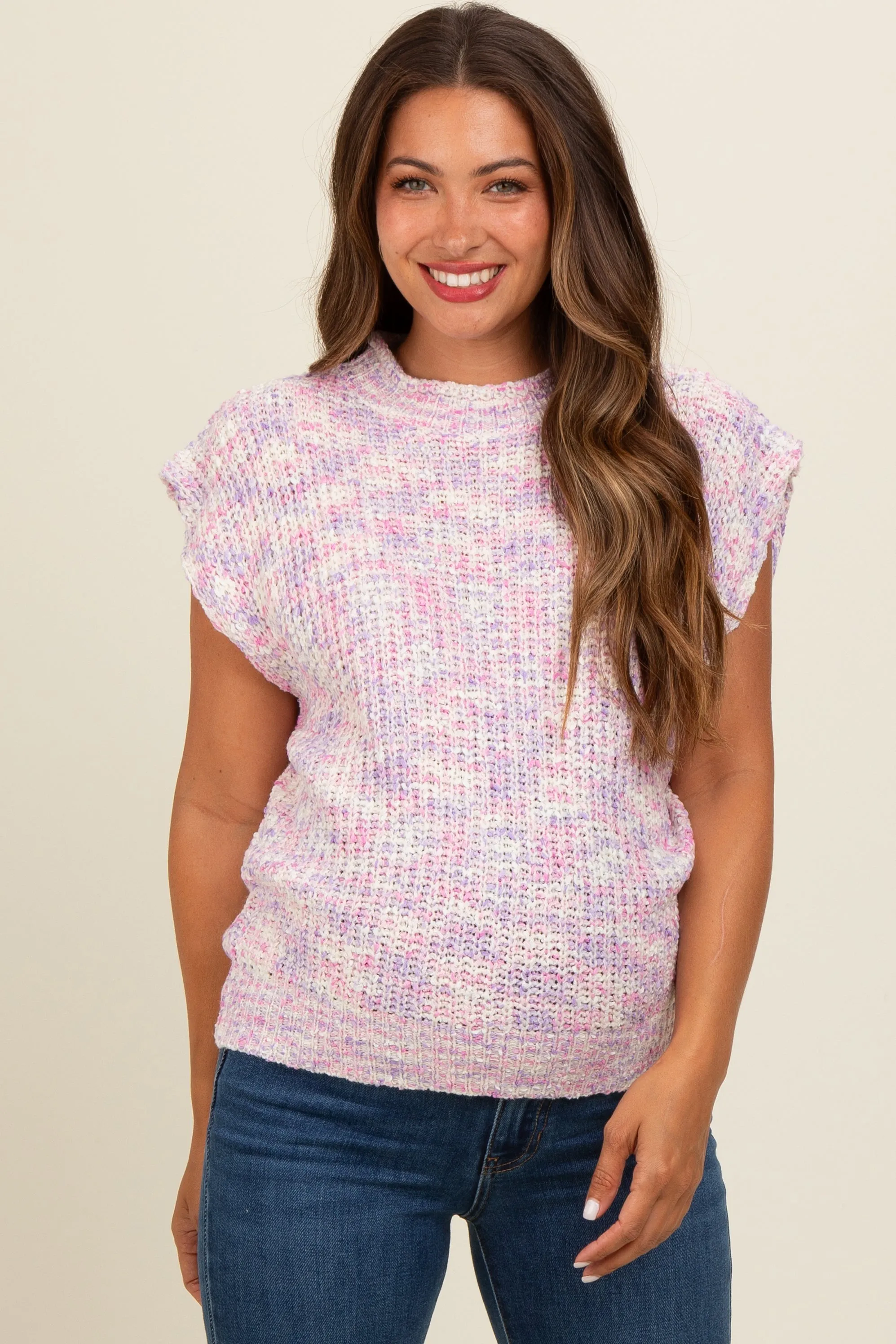 Lavender Multicolor Maternity Sweater Vest sold by Pinkblush