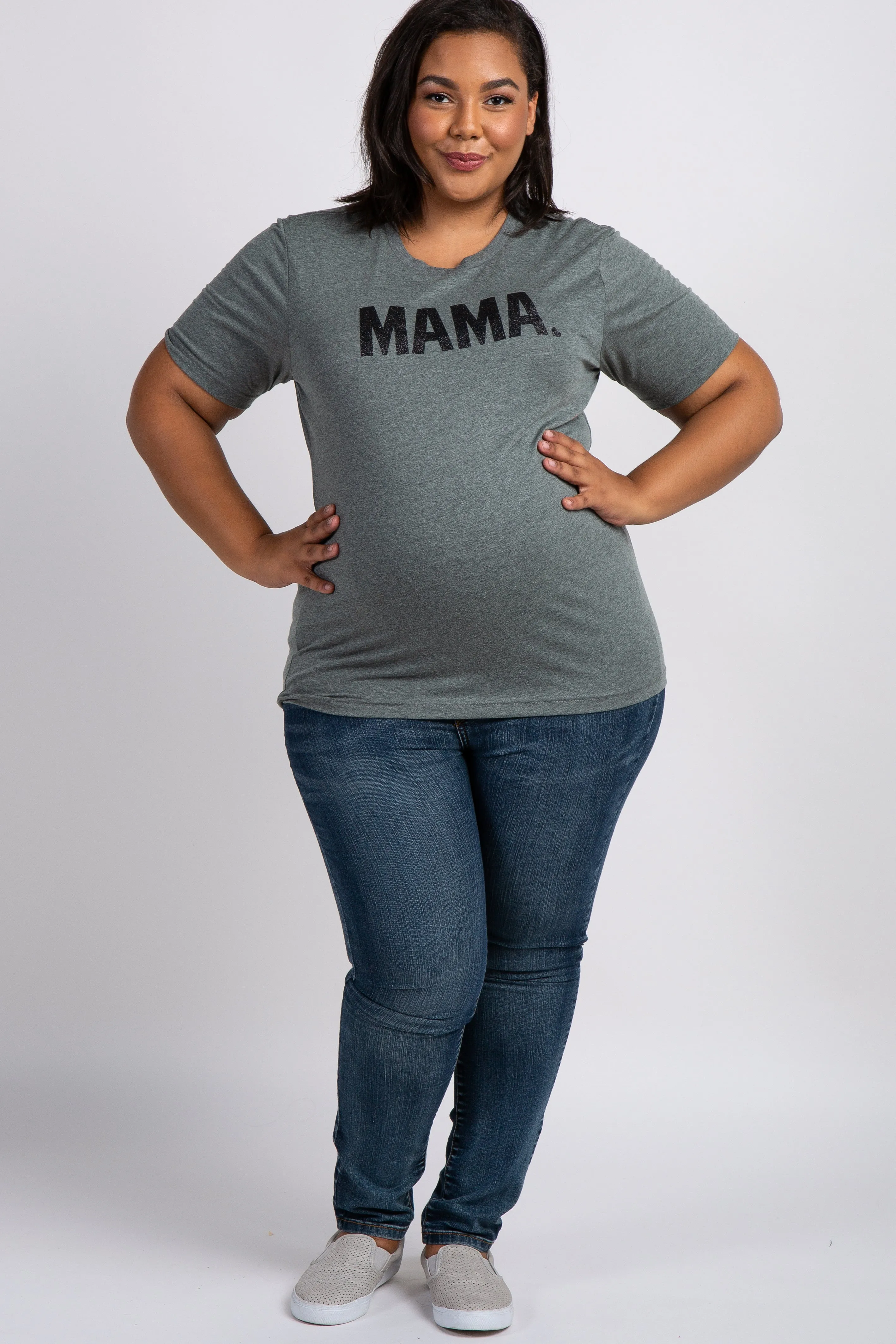Grey Mama Glitter Graphic Plus Maternity Top sold by Pinkblush product image thumbnail 4