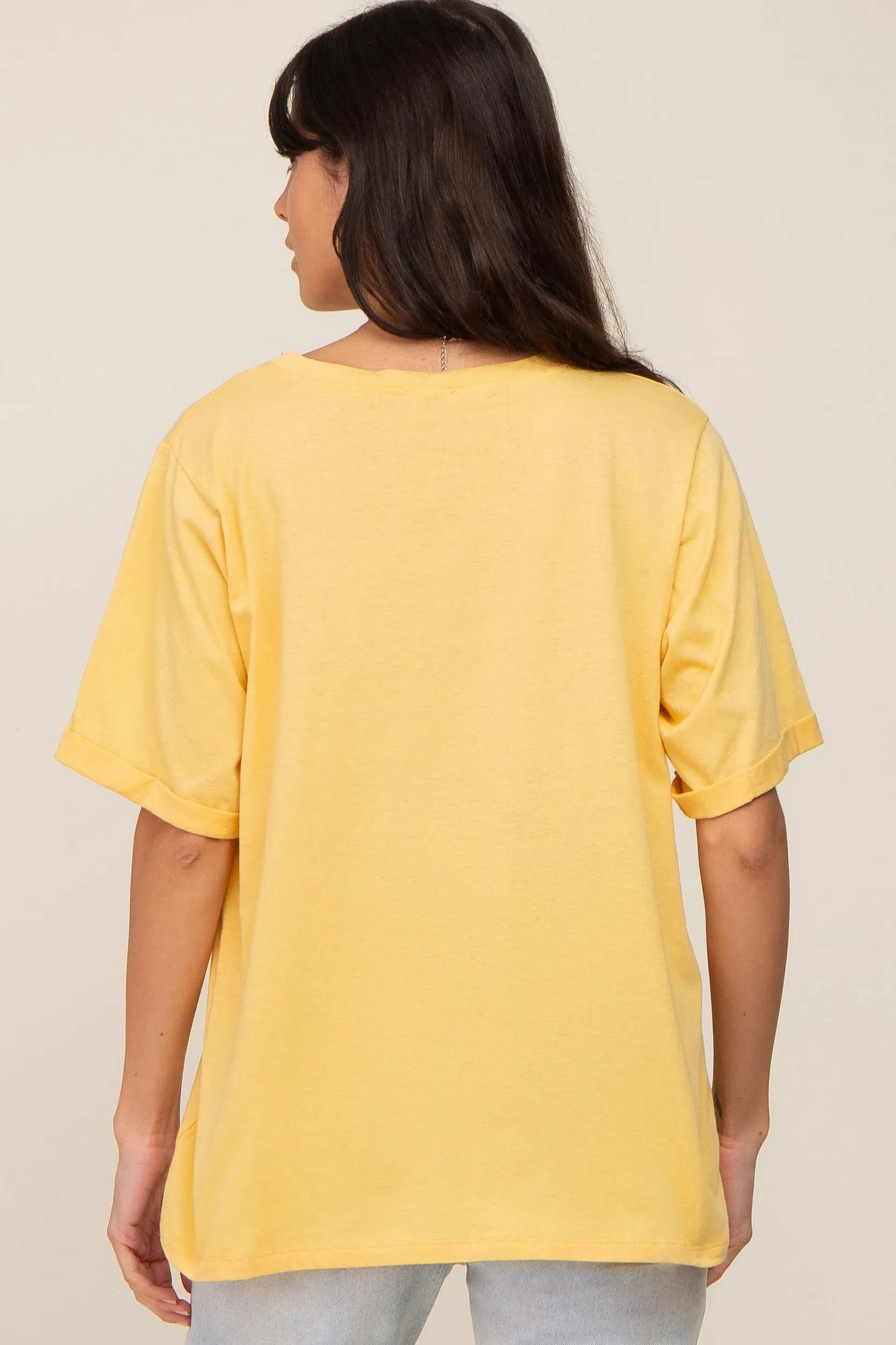 Yellow Oversized Pocket Front Short Sleeve Top sold by Pinkblush product image thumbnail 3