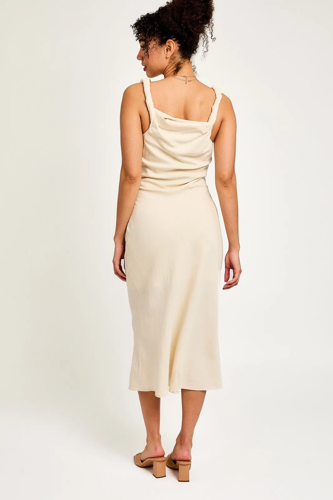 Cream Twist Detail U-Neck Midi Dress sold by Pinkblush product image thumbnail 5