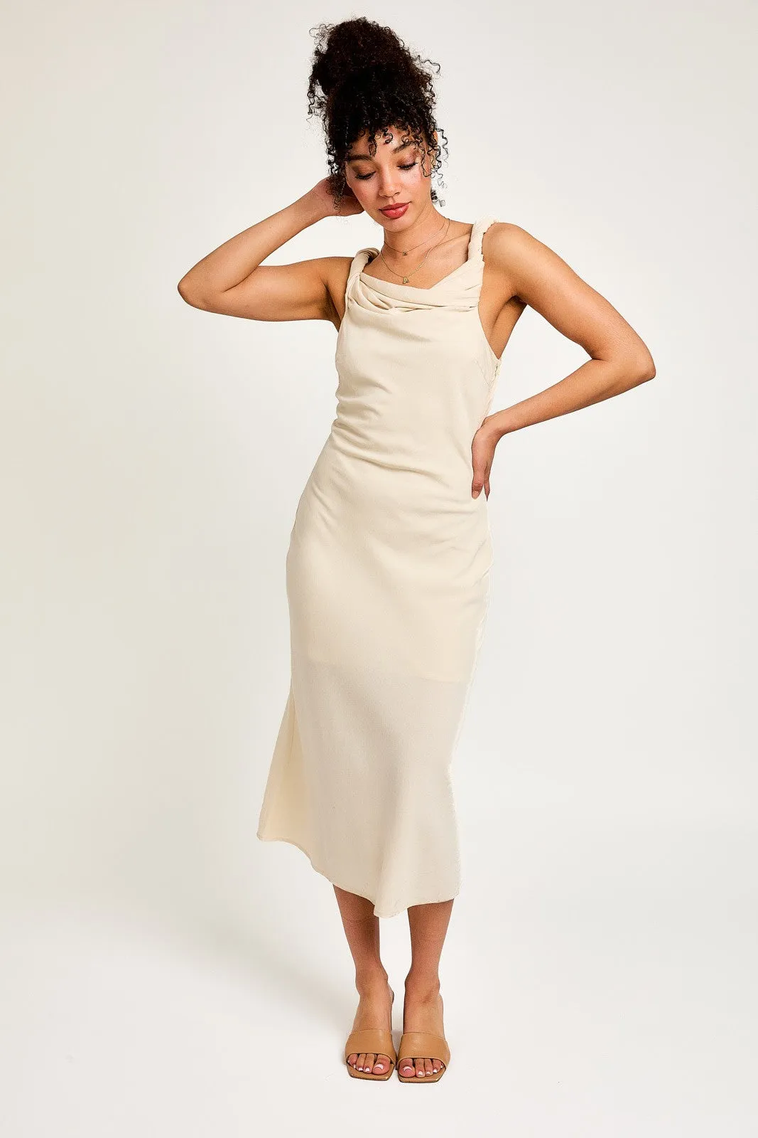Cream Twist Detail U-Neck Midi Dress sold by Pinkblush product image thumbnail 2