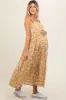 Yellow Floral Square Neck Cut Out Back Tiered Maternity Maxi Dress sold by Pinkblush