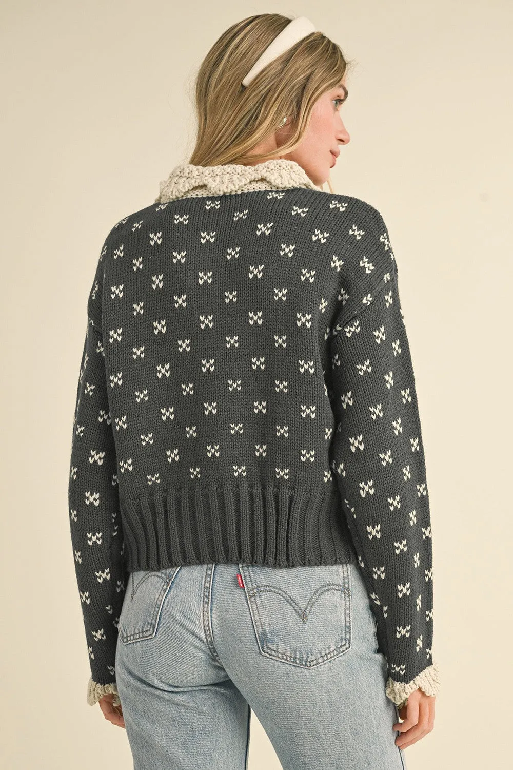 Charcoal Doll Collar Button Up Sweater Cardigan sold by Pinkblush product image thumbnail 5