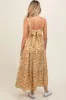 Yellow Floral Square Neck Cut Out Back Tiered Maternity Maxi Dress sold by Pinkblush