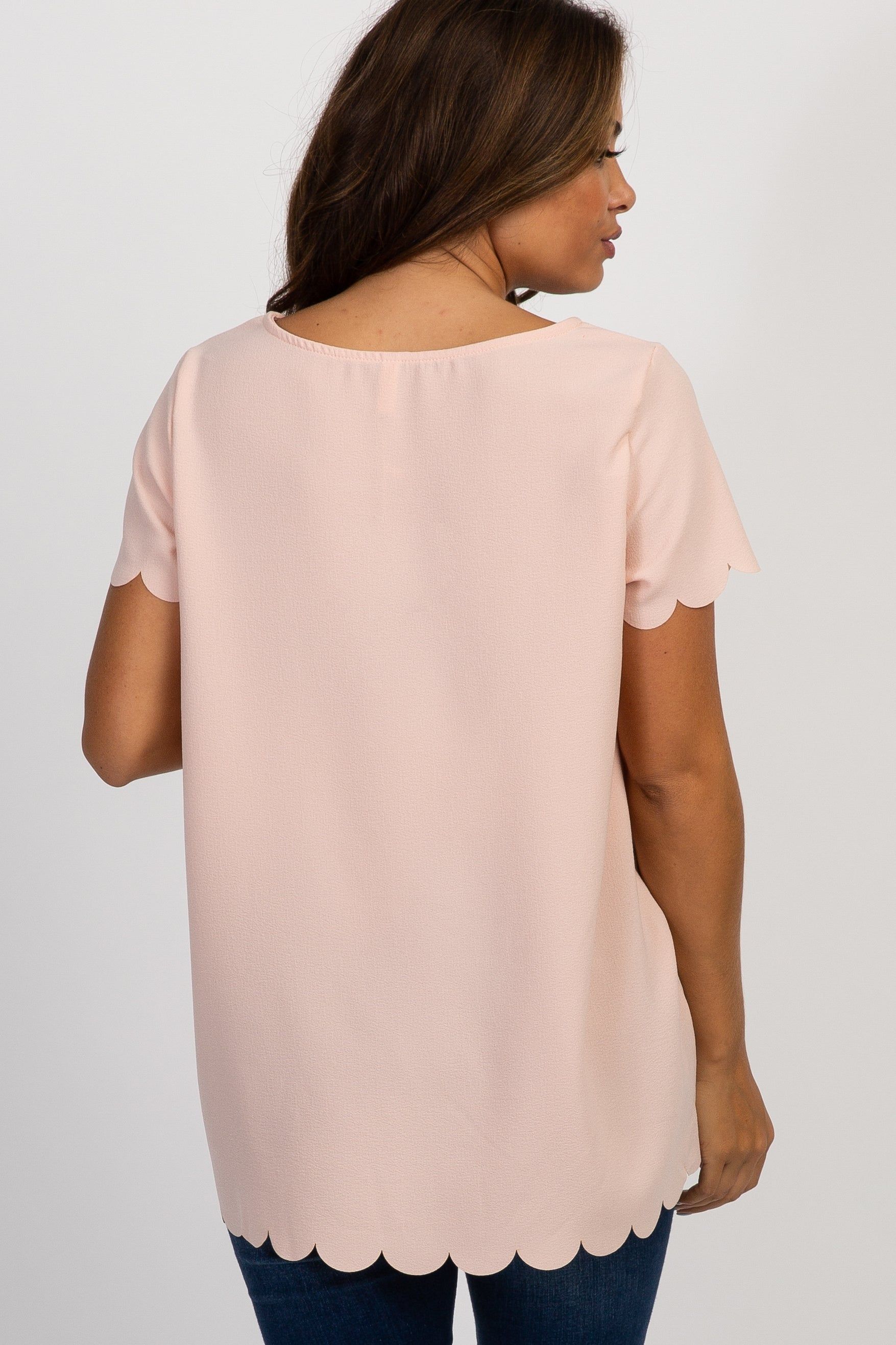 PinkBlush Pink Solid Scalloped Hem Maternity Top sold by Pinkblush product image thumbnail 3