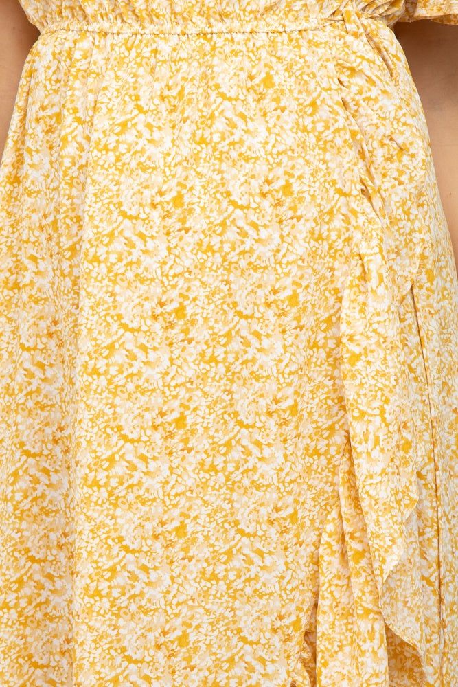 Yellow Floral Wrap Maternity Midi Dress sold by Pinkblush product image thumbnail 4