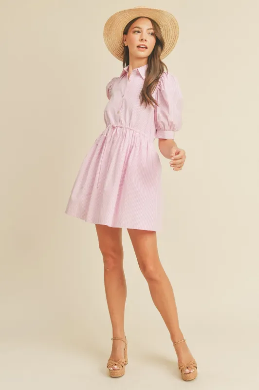 Pink Pin Stripe Striped Button Down Mini Dress sold by Pinkblush