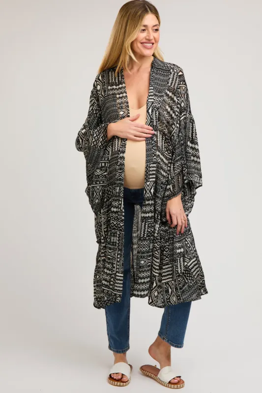 Black Ruffle Wide Sleeve Maternity Cover Up sold by Pinkblush