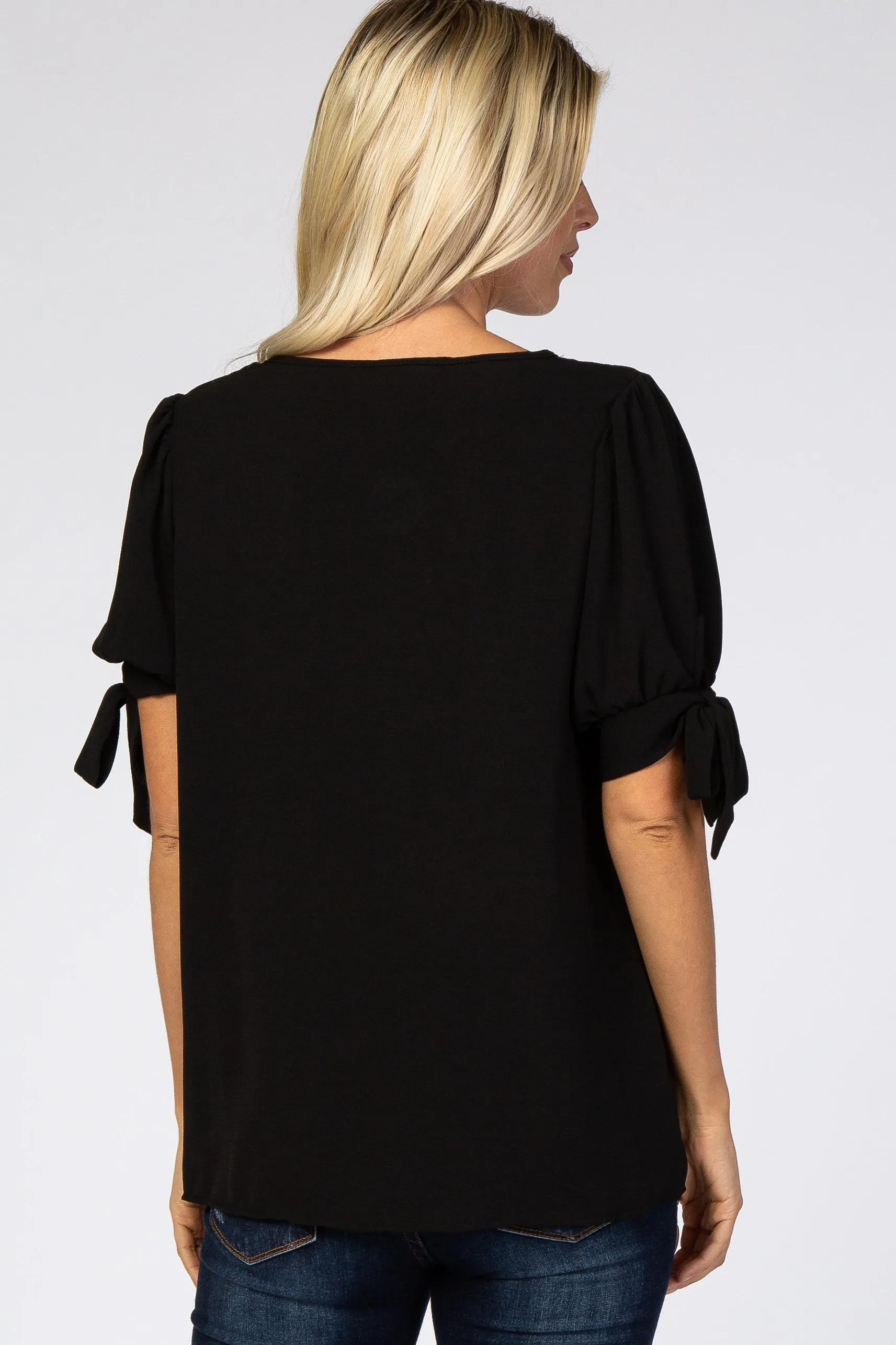 Black Short Tie Sleeve Top sold by Pinkblush product image thumbnail 4